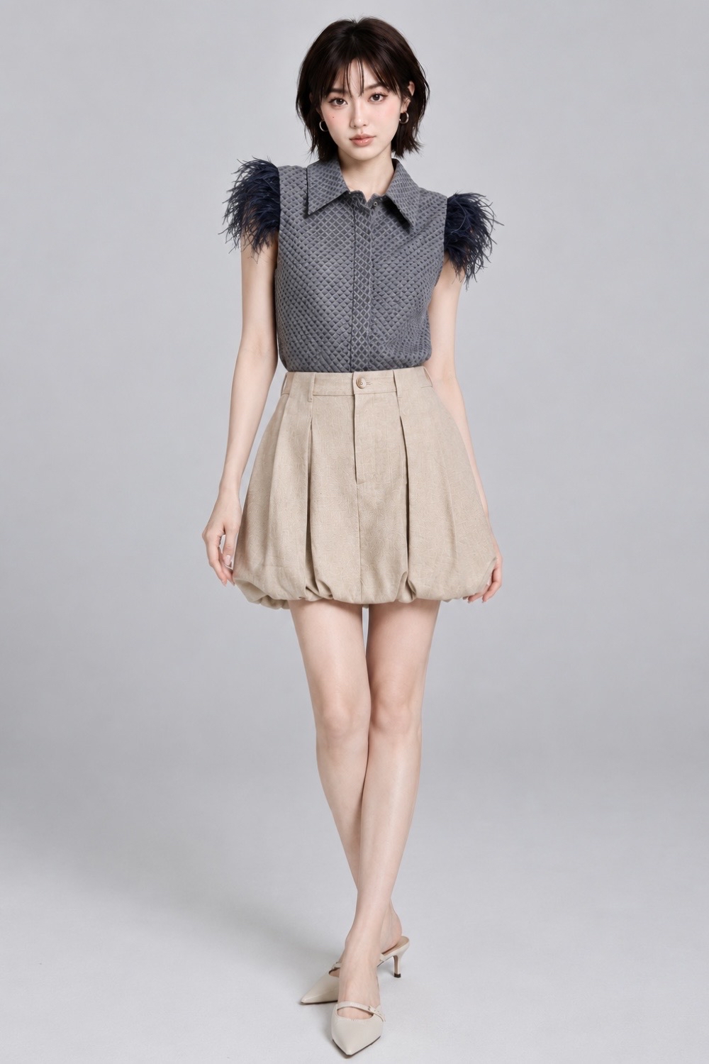 CB2342 Feather Shoulder Top
