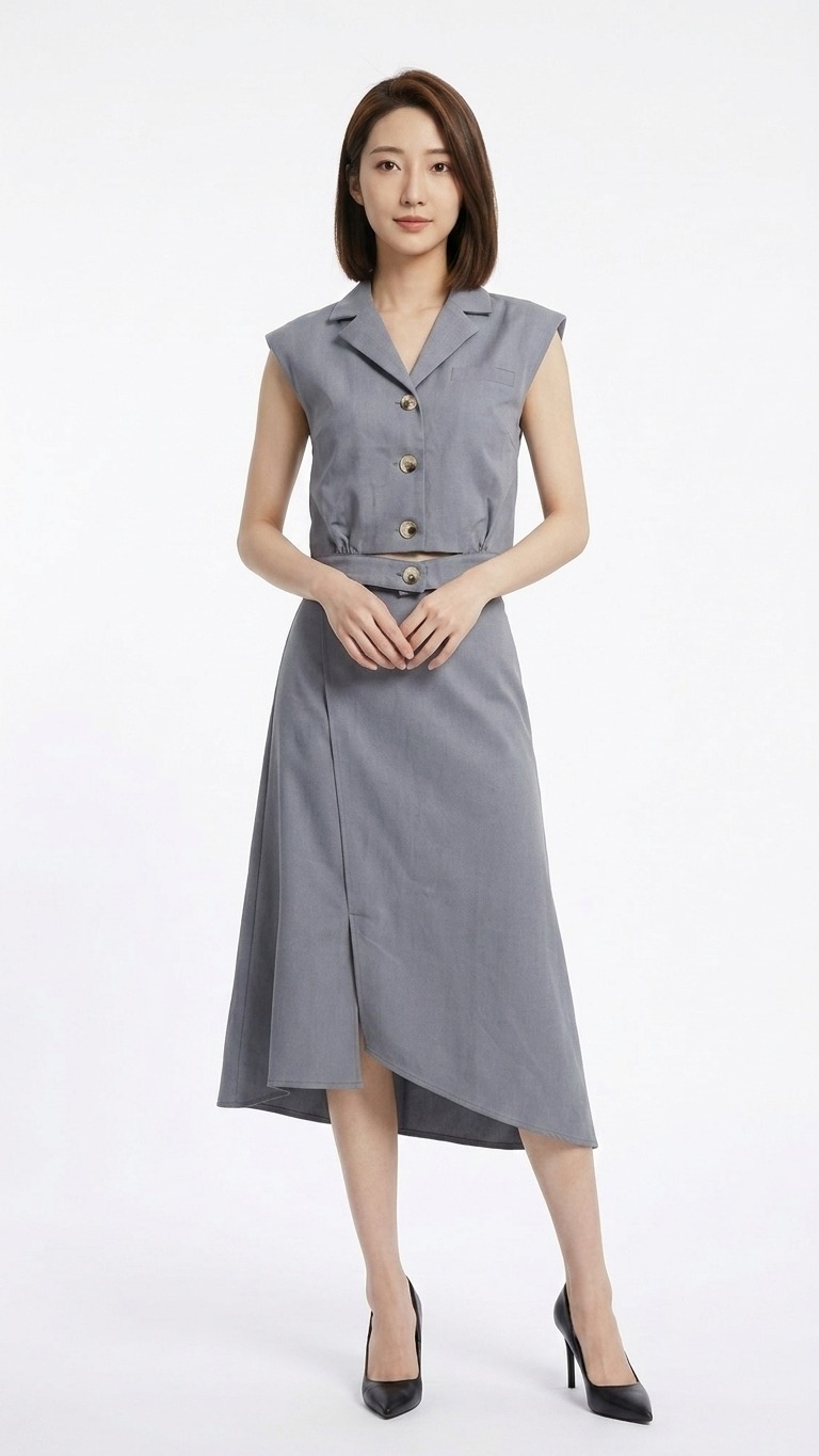 1879BS Elara Tailored Asymmetric Midi Dress