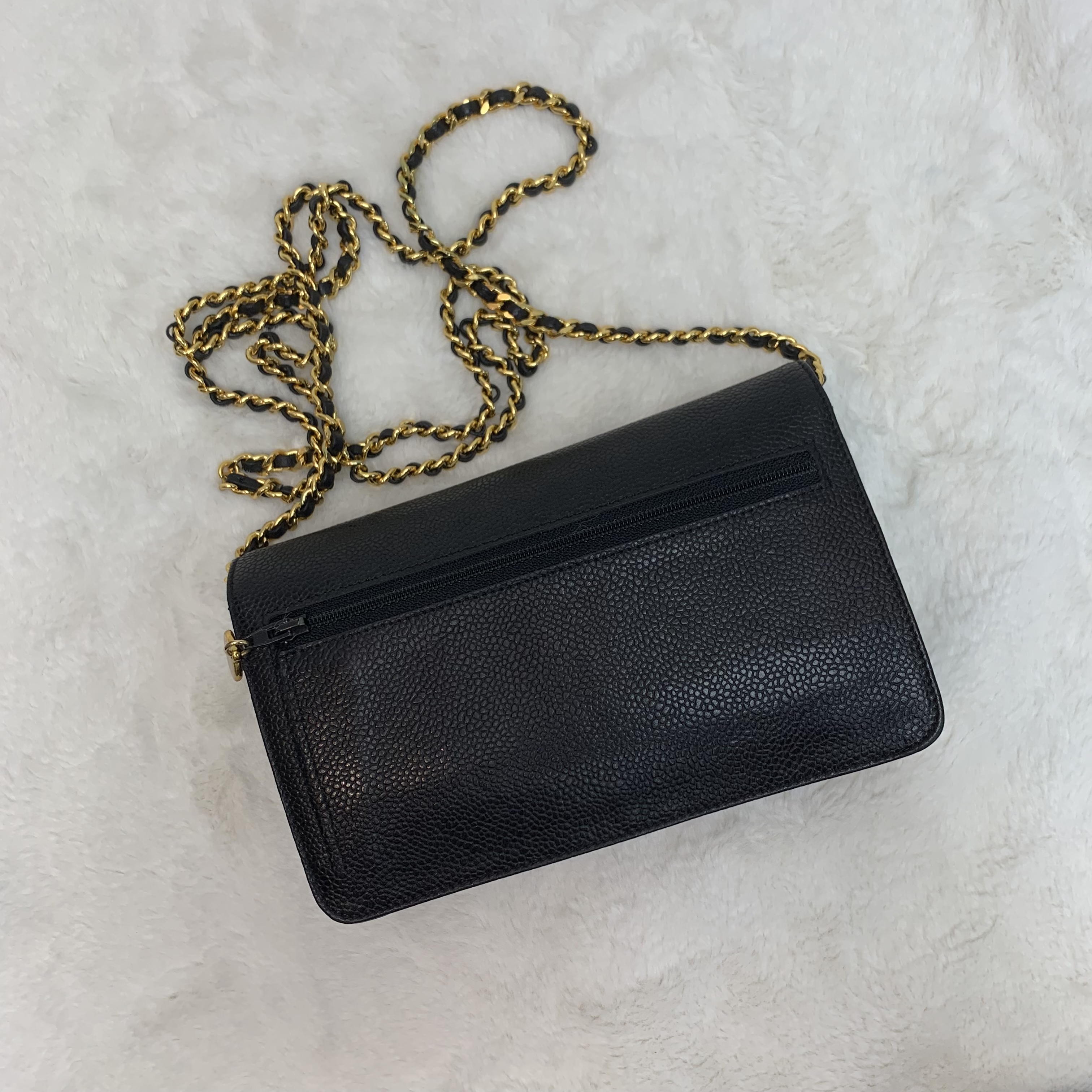 Chanel 黑色魚子醬牛皮woc