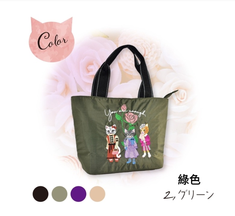 $129件,日本直送-日本保溫保冷貓咪刺繡手提包