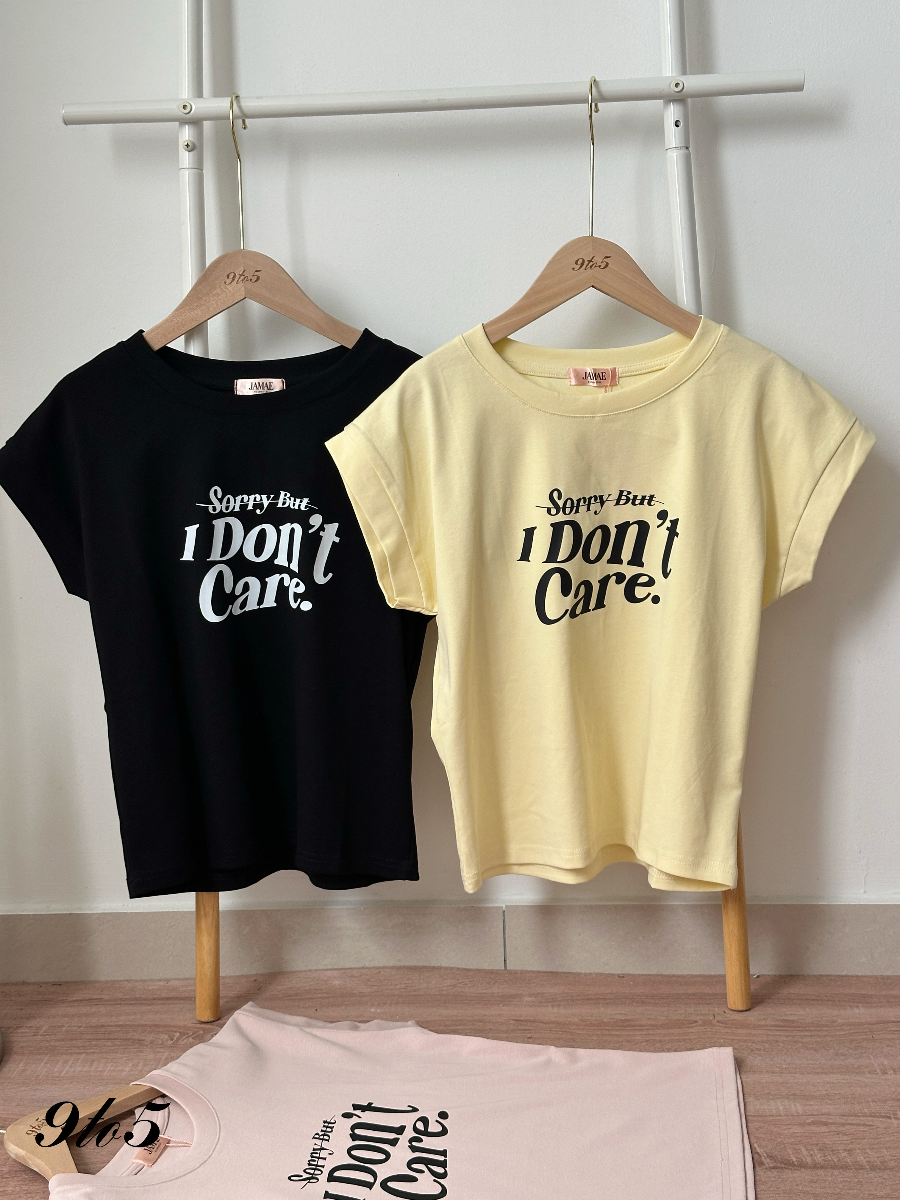 T4436 Cape Sleeve Printed Wording Tee - 4 Colors 