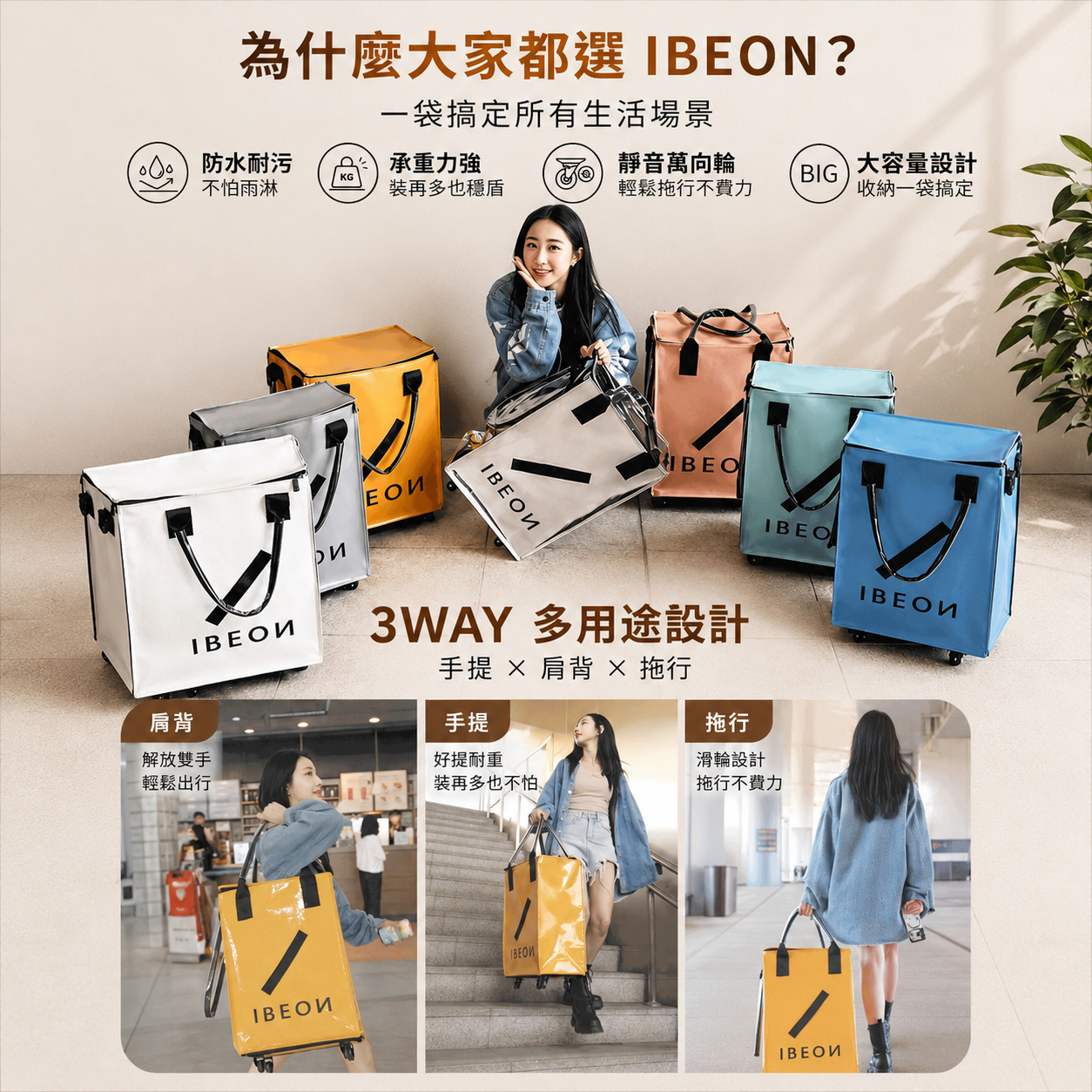 IBEON 輕奢行旅袋 | 出行更有型 | 一個抵多袋 | 手提、側背、拖行自由切換 【9/6 截單，預計 :9月中至尾發貨】