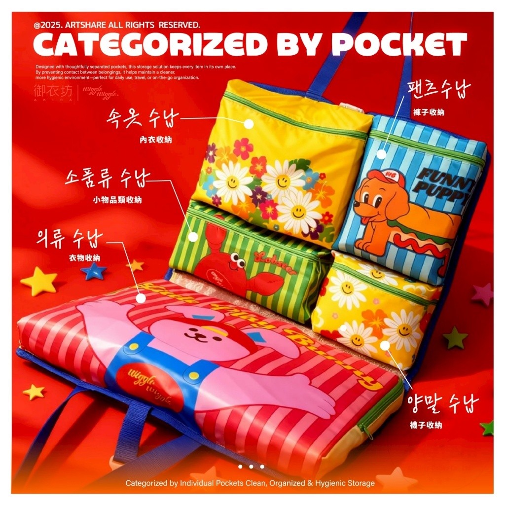 ＜限時預購＞台灣正版授權 Wiggle Wiggle 六合一旅行收納袋 TW260530S03 《2/6截單，預計7月下旬到港》