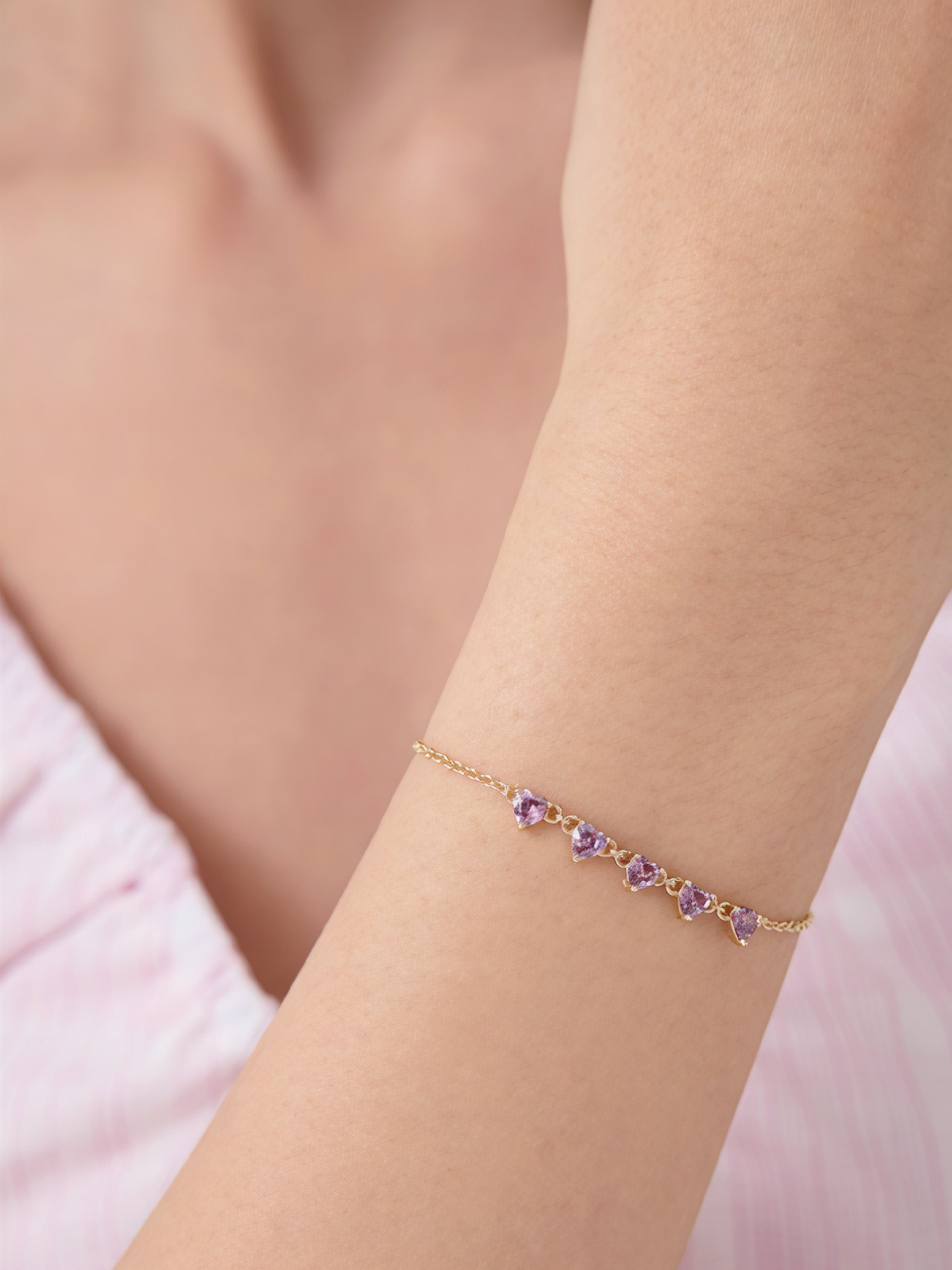 Lilac Heart Bracelet Plaqué or