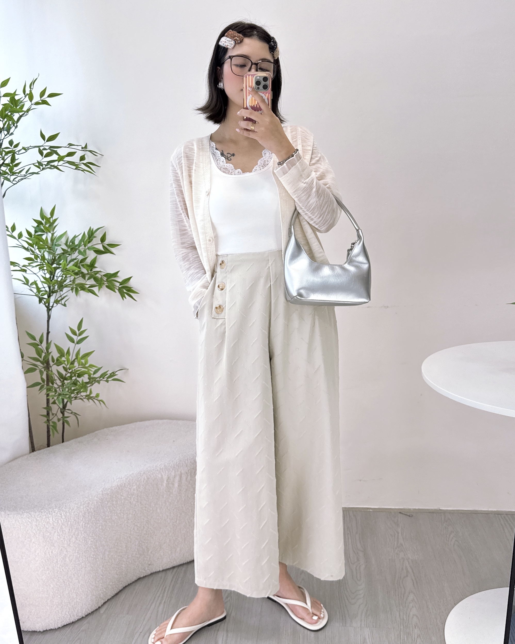 ESP-斯文高質𠝹爛滑斜布闊褲