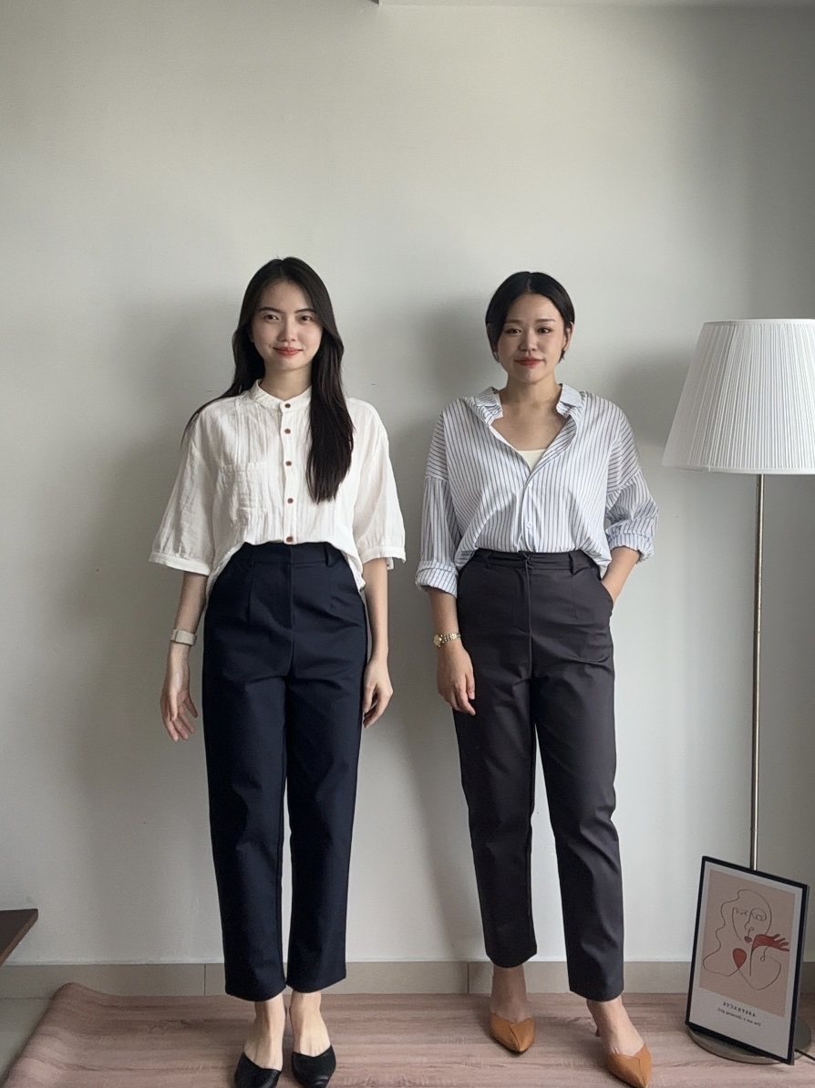 S1930 Long Straight Pants - Blue & Grey