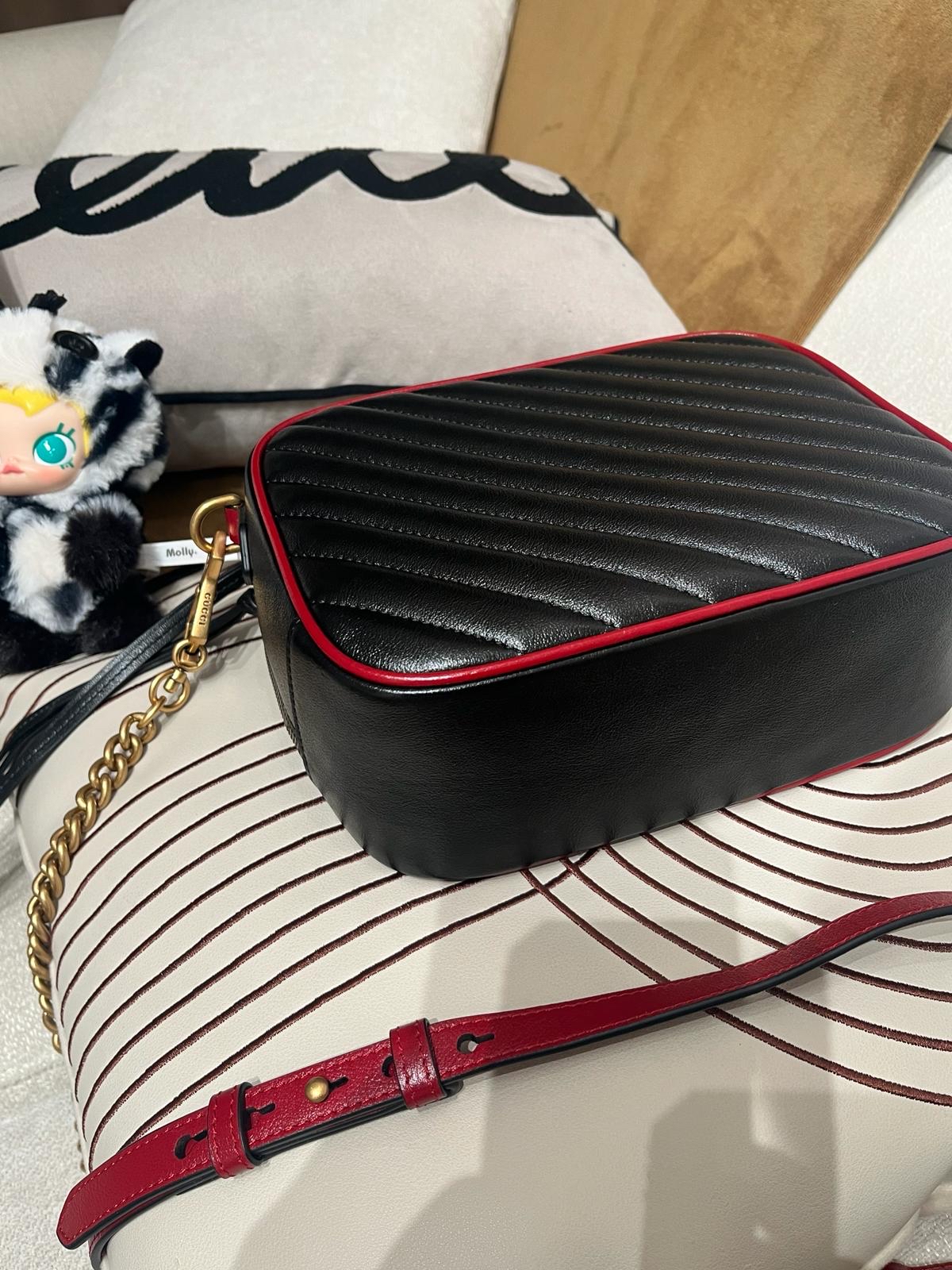 Gucci GG Marmont Matelassé Bag, vanity Camera Bag Bamboo Top Handle 2way bag 100%Authentic ,98%new ✅dust bag