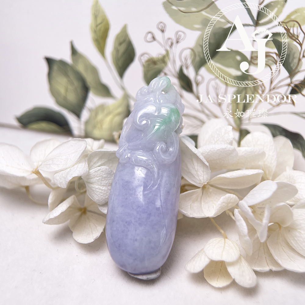 JN-1599 天然翡翠A玉 冰糯濃紫椿彩如意福掛吊墜