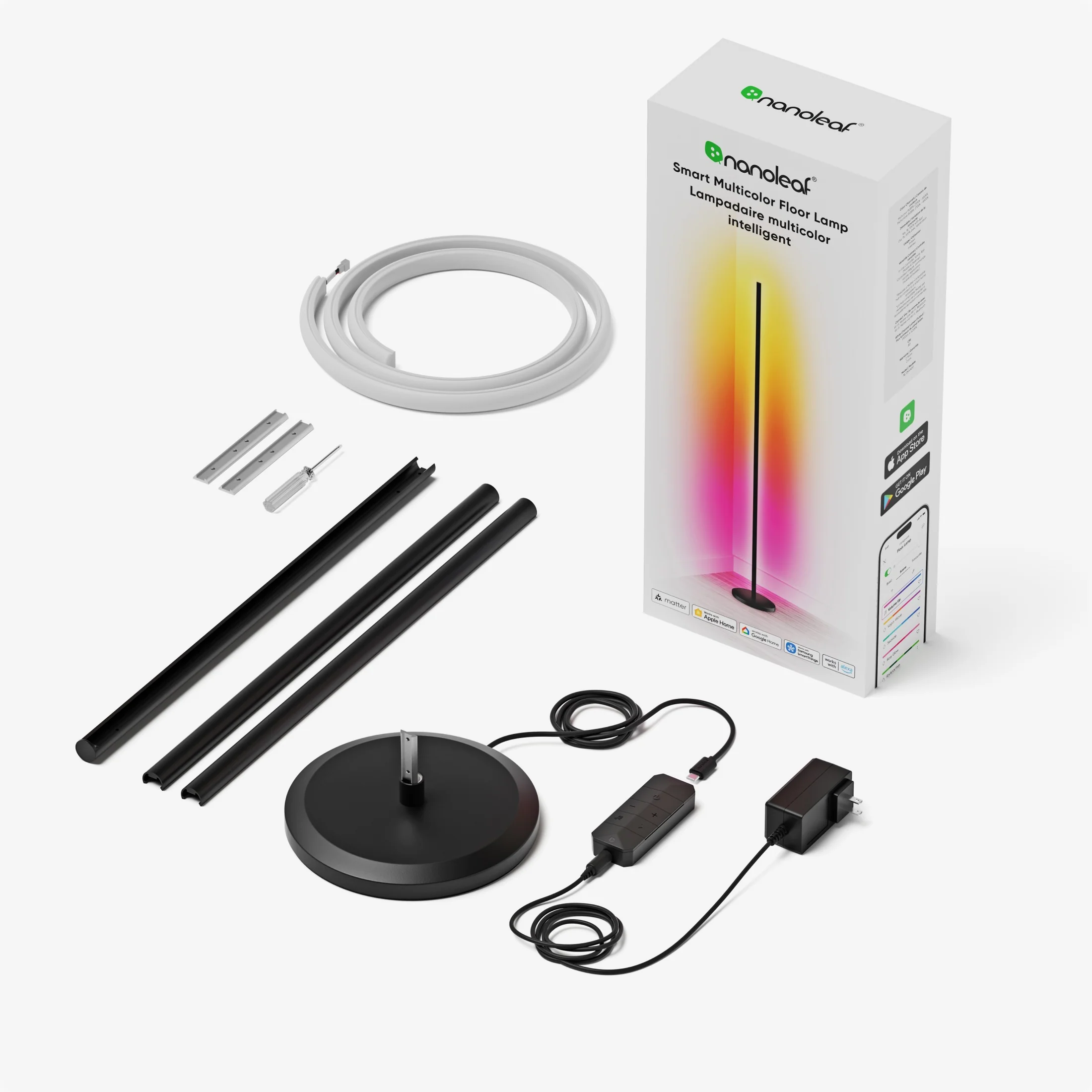 [原裝香港行貨丨2年保養] Nanoleaf 智慧多色落地燈（黑色）Smart Multicolor Floor Lamp (Black) N7204K01-1FL