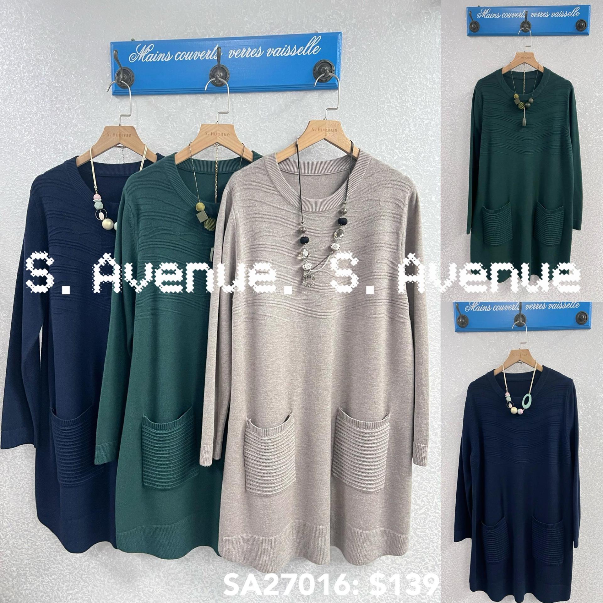 SA27016: 長袖領暗紋前兩袋軟冷op