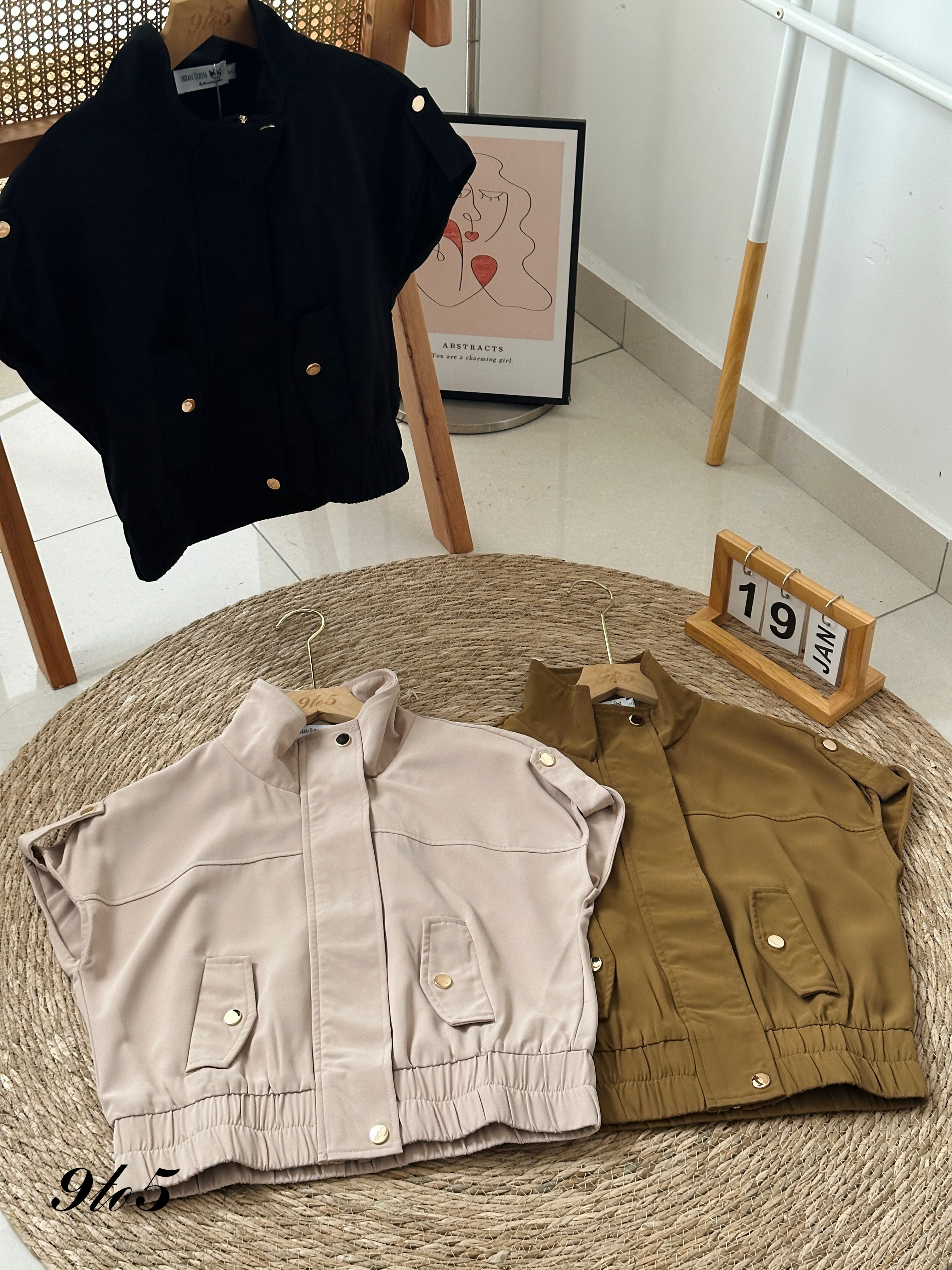 T3903 Stand Collar Cargo Top/Jacket - 3 Colors