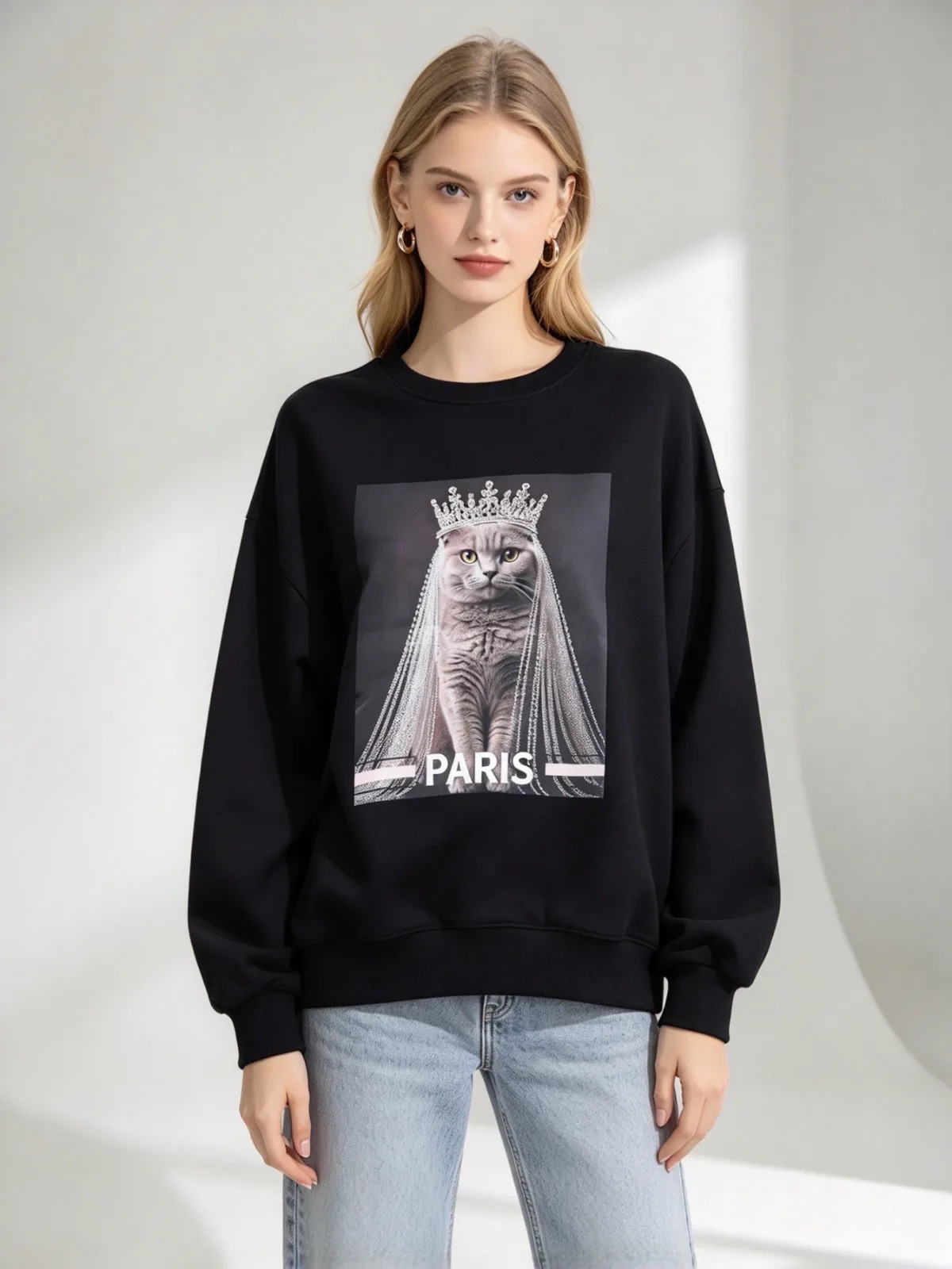 [訂購］A076 Crown Bride Cat Paris Sweatshirt