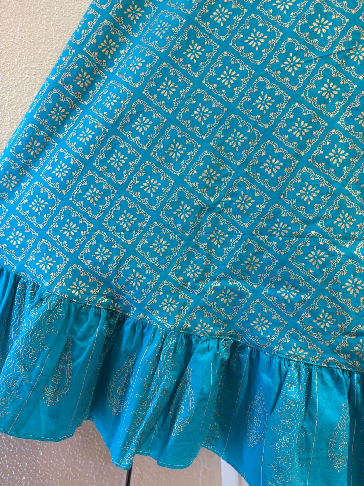 泰國名牌CHEVA - 天空藍色印花燙金Wrap Skirt