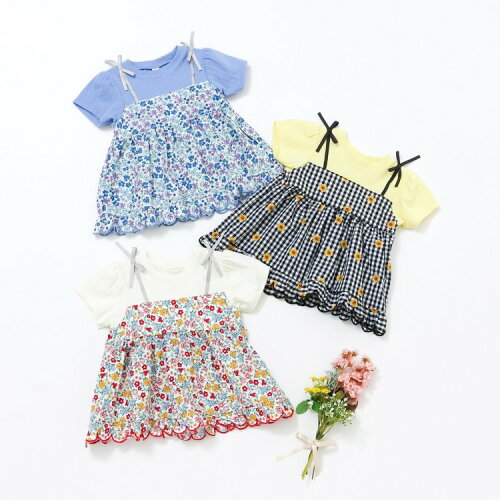 🆕【⭐訂購⭐】🇯🇵  日本直送🌀假2件 碎花 扇貝型下擺 少女上衣［3款選］🌀[ELCA-0215][260424]