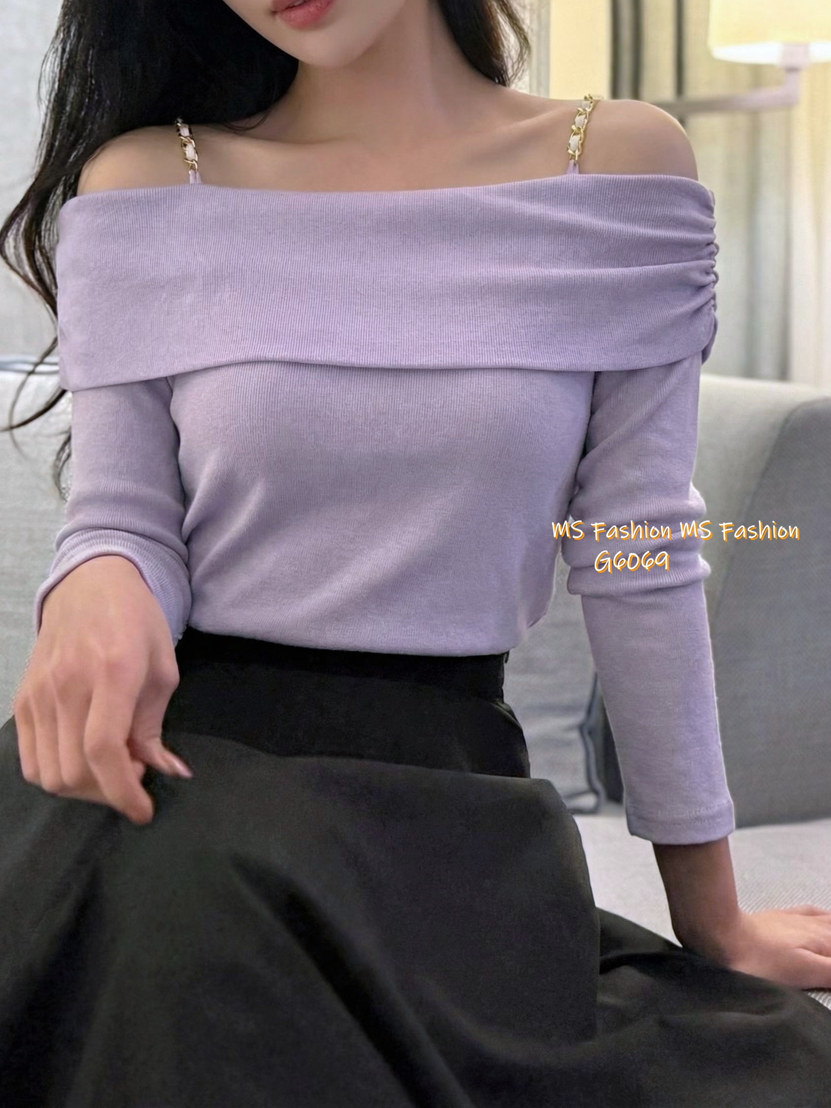 G6068 韓國🇰🇷金鏈吊帶露肩top