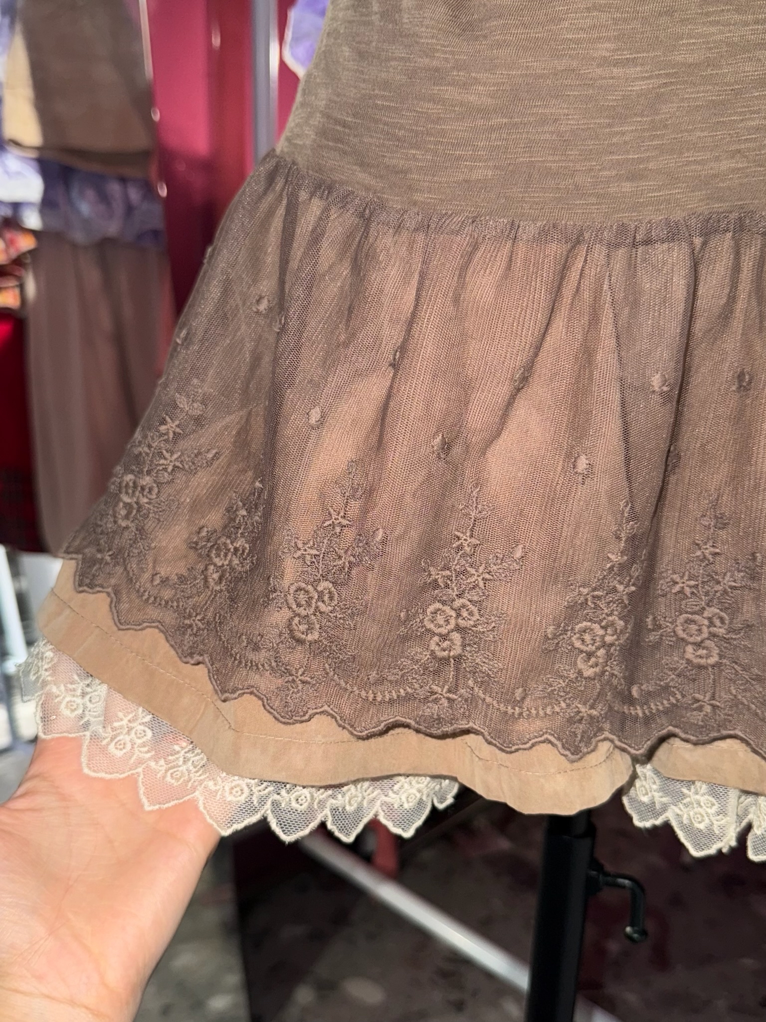 Brown Short-Sleeved Strap Hollow Set