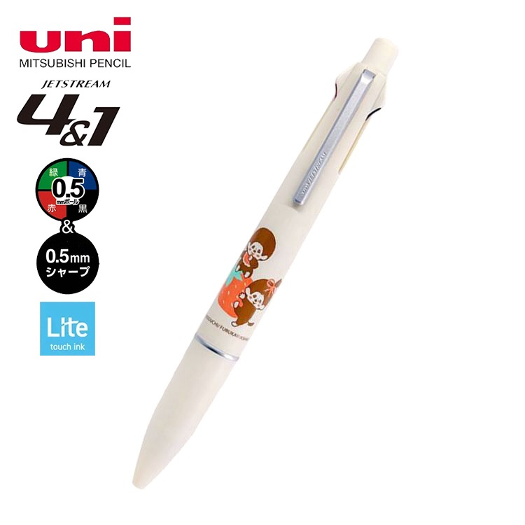 現貨｜Monchhichi 日本製 uni Jetstream Lite Touch Ink 4&1 多功能 5用筆 0.5mm 4色原子筆 + 0.5mm 鉛芯筆 (H.MSXE5-LS05)