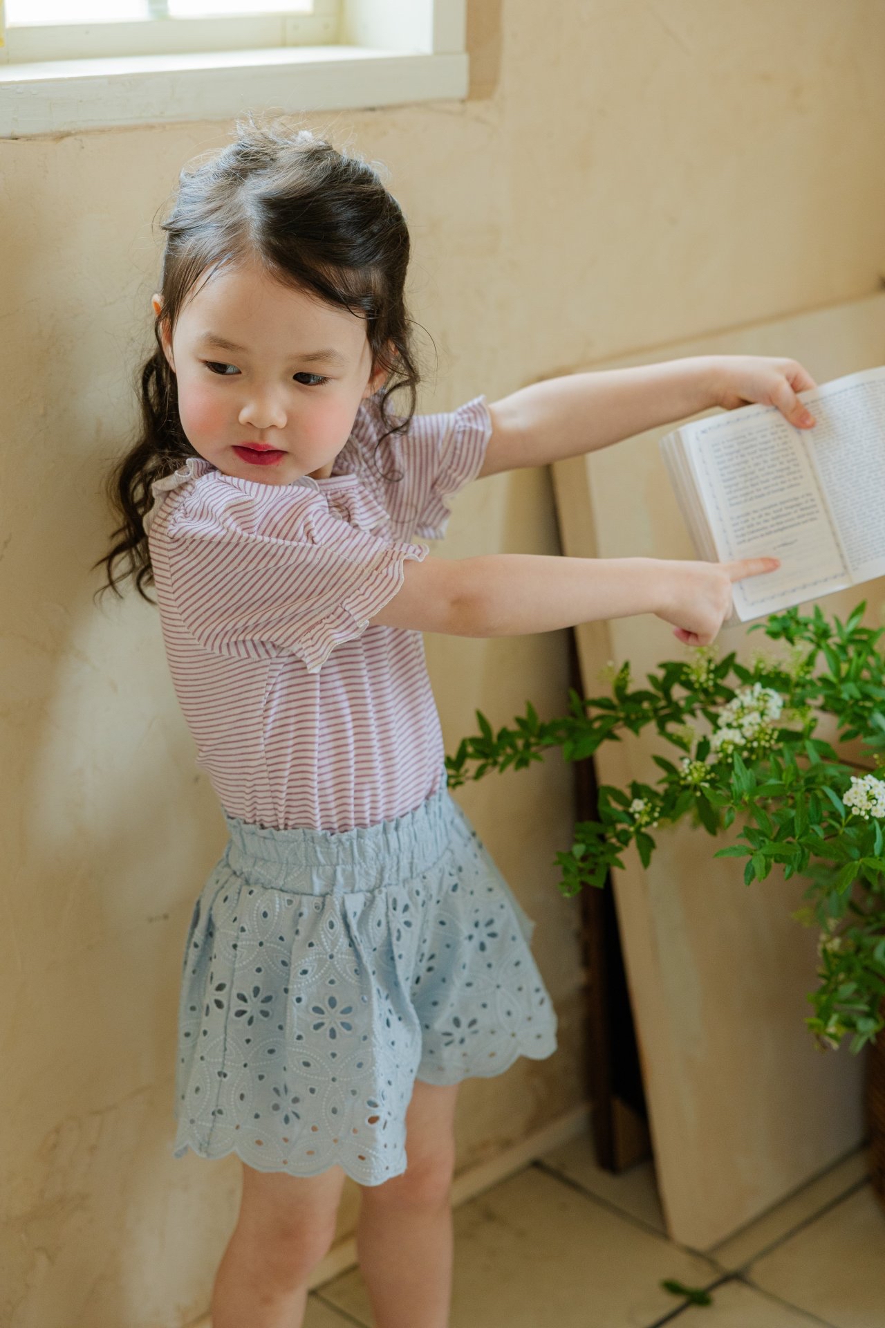 Flo | Lace skirt pants (Blue 110(95-105)