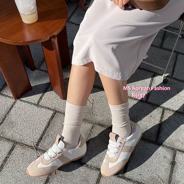 R5137 韓國🇰🇷拼色真皮免綁帶sneakers