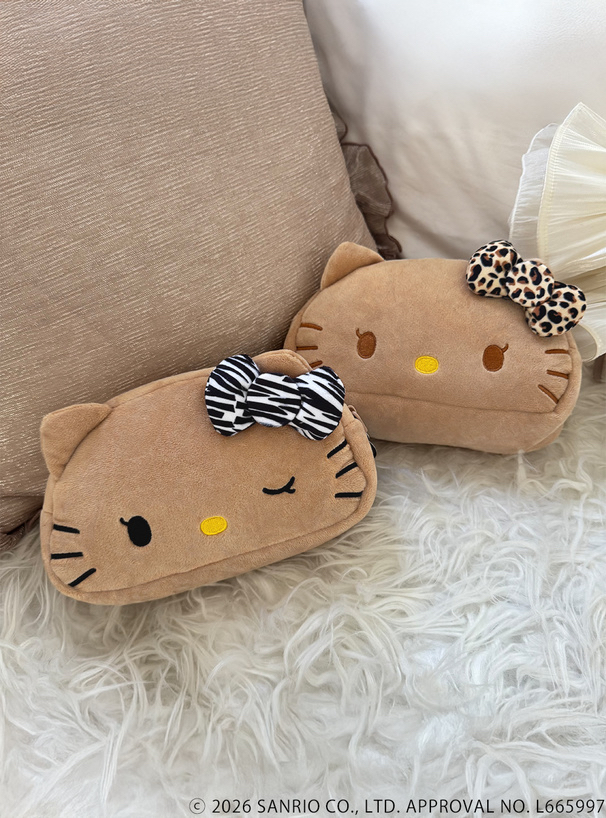 🎀【預訂】小麥色肌膚 Kitty x GRL 斑馬紋化妝包