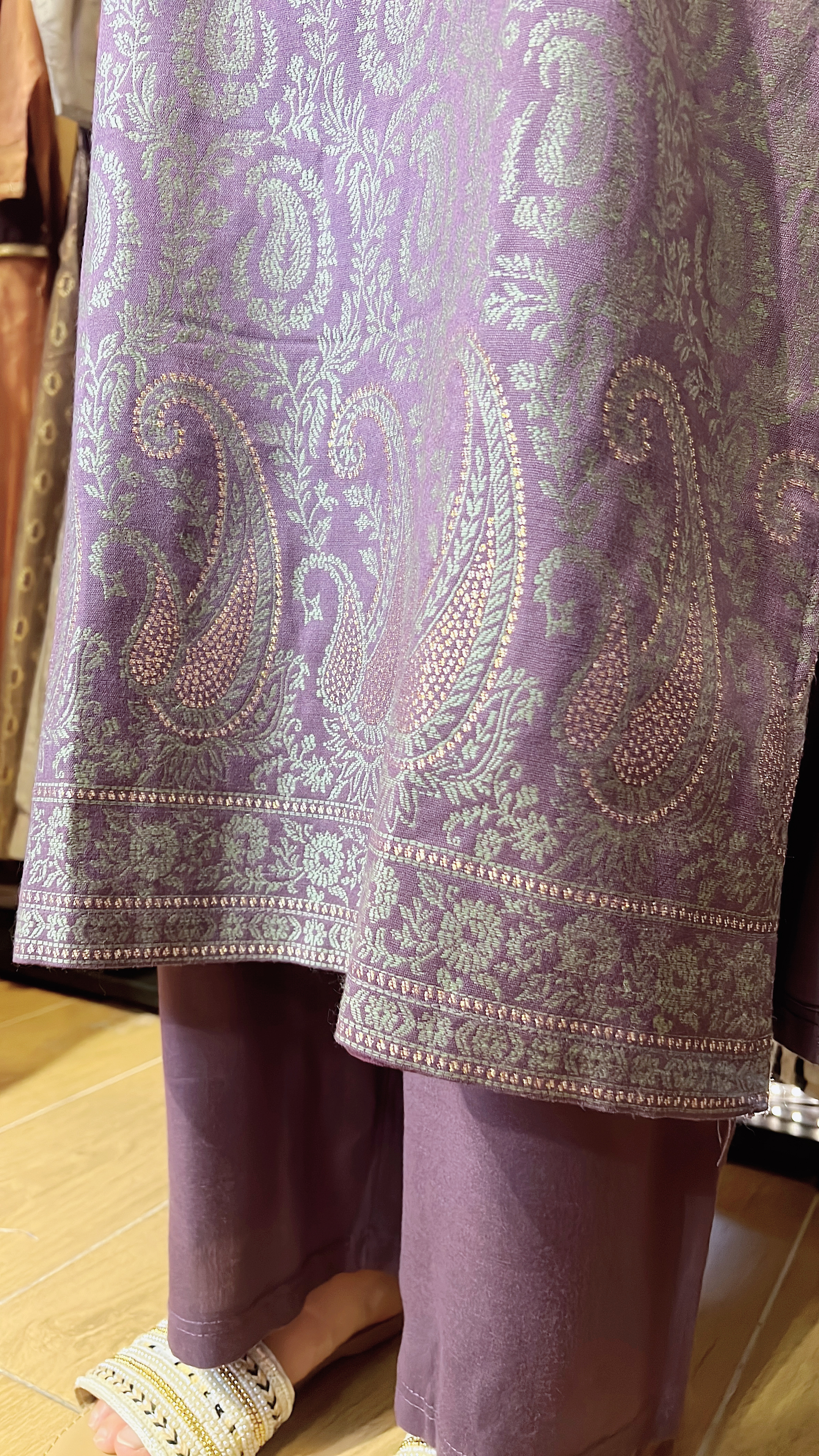 Dark Purple Paisley Set of 2 Kurta + Pants #1003