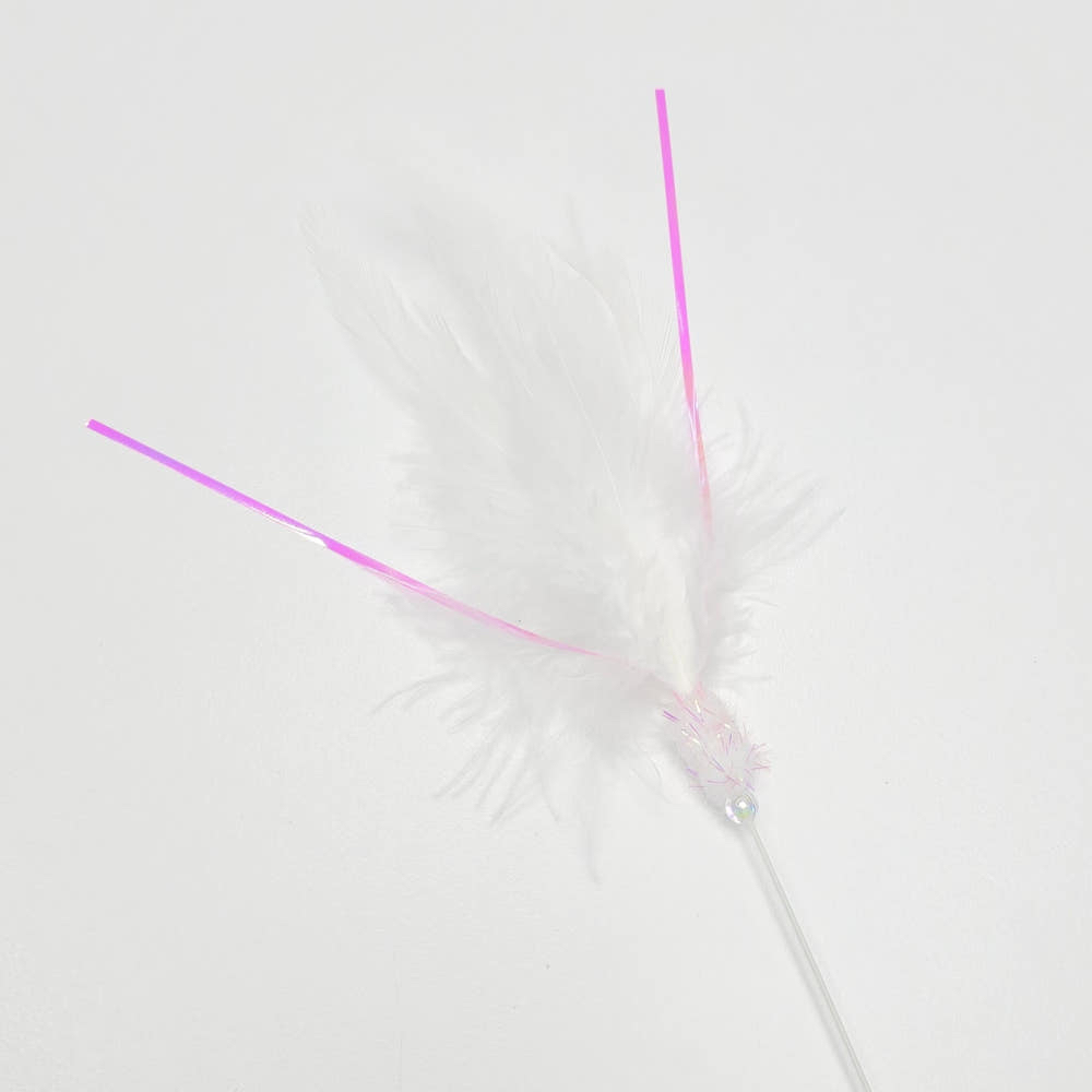 韓國 🇰🇷 handmade 白羽毛 逗貓棒 