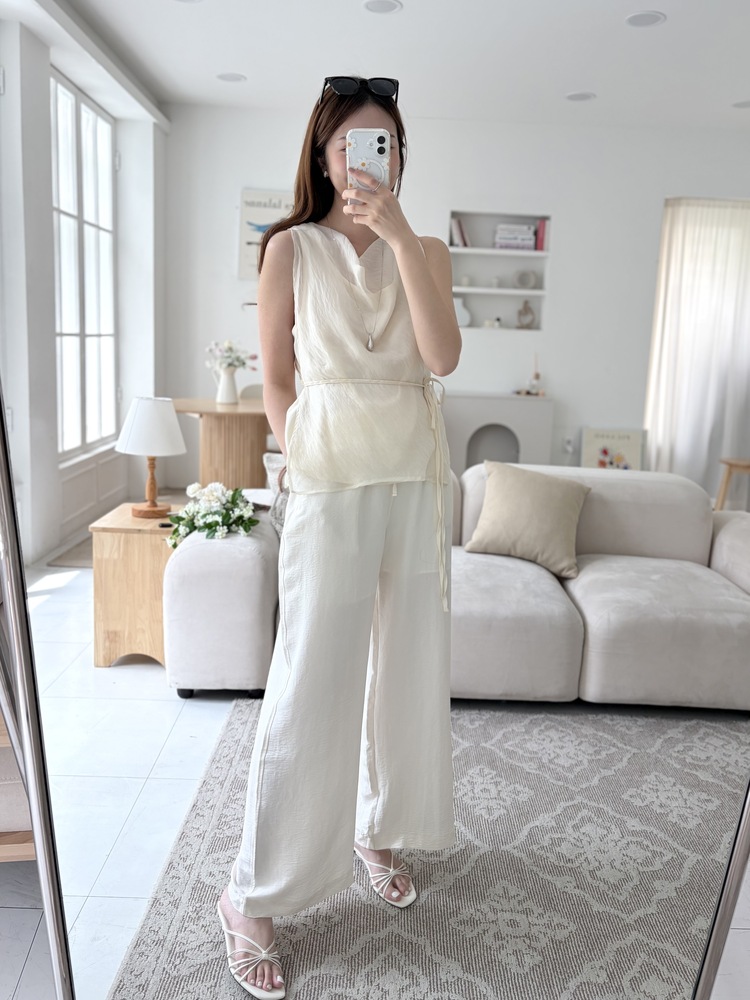 The Airy Elastic Pants (Cream)