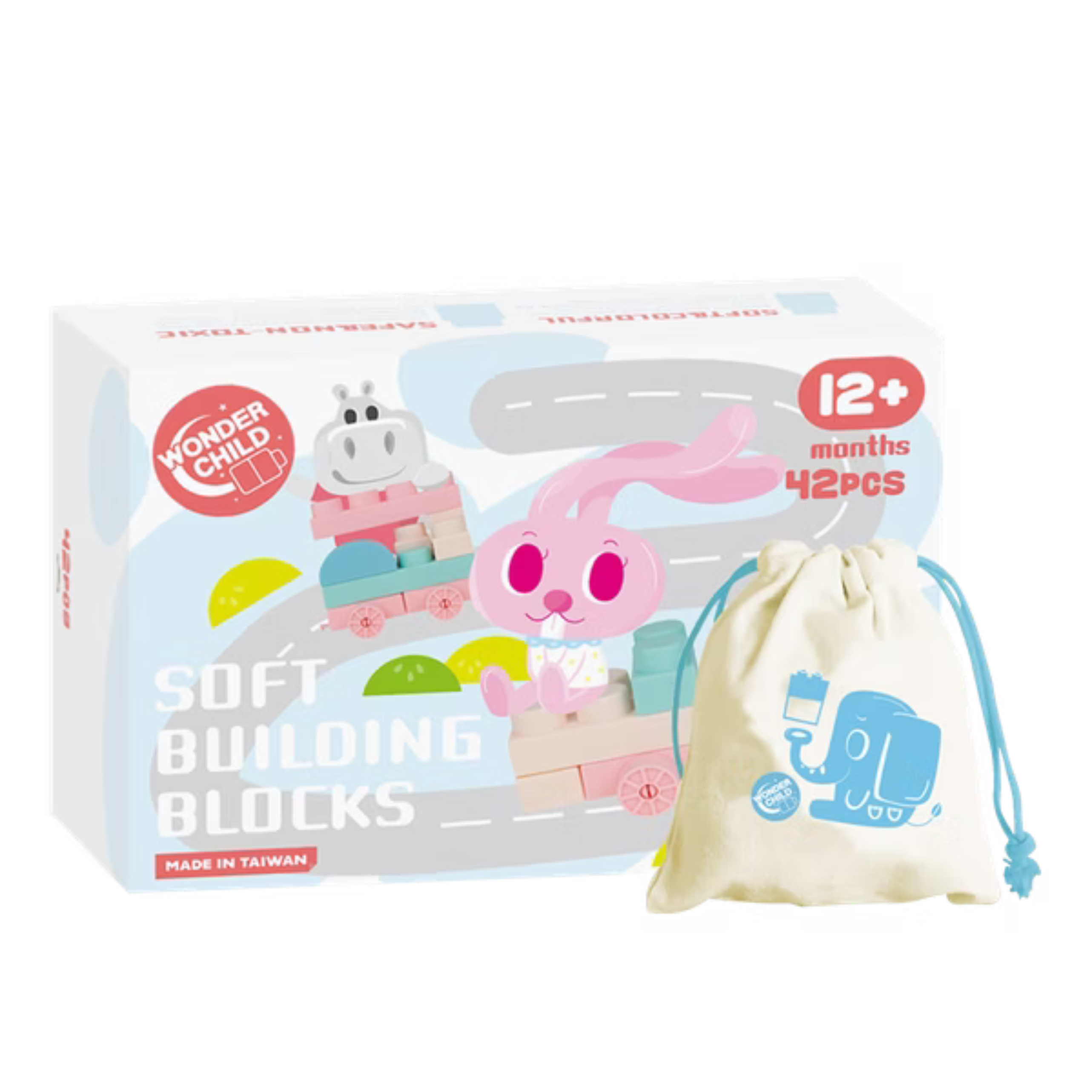 Wonder Child 馬卡龍軟積木 - 42pcs (新款小車車)