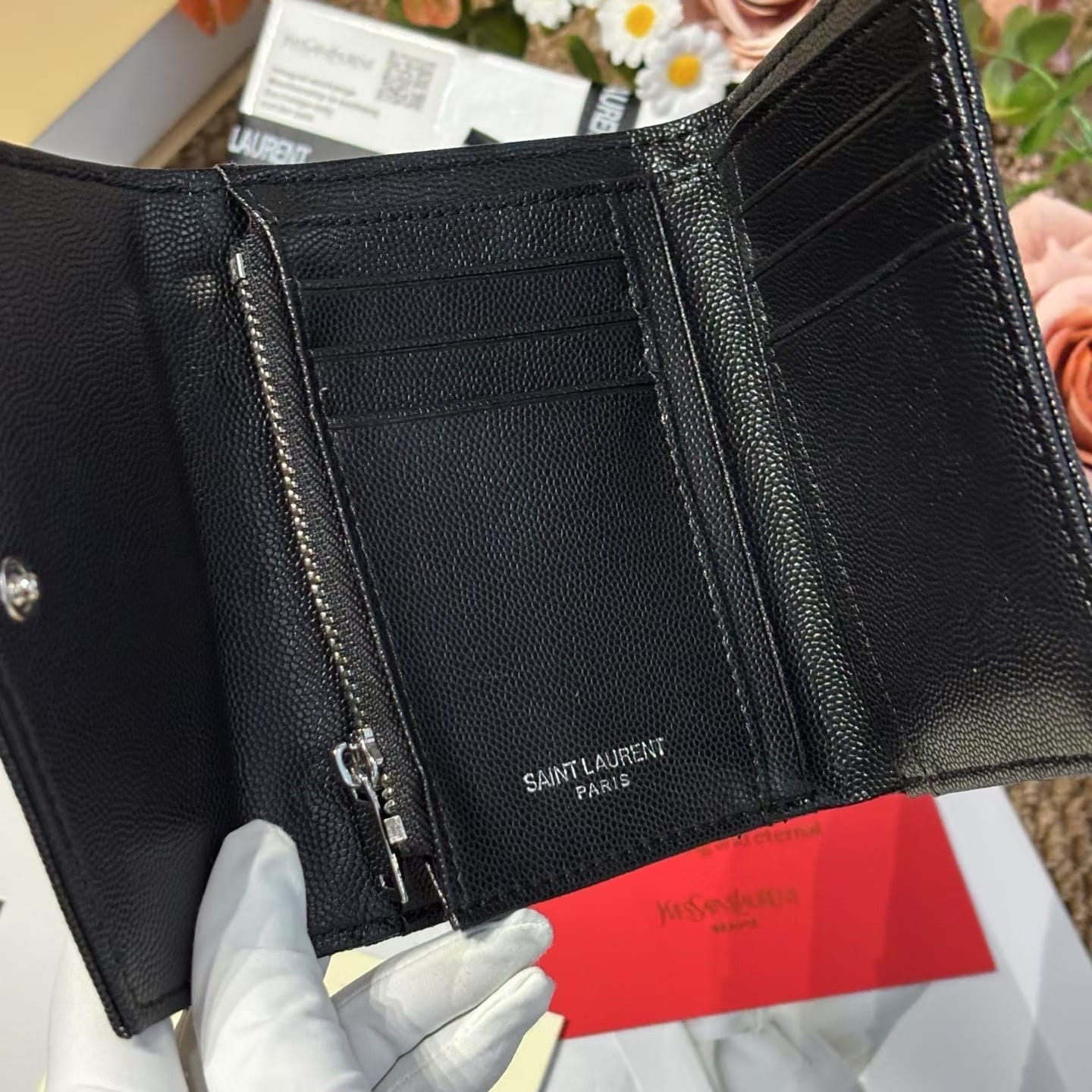 YSL 魚子醬黑銀錢包👈包順豐運費