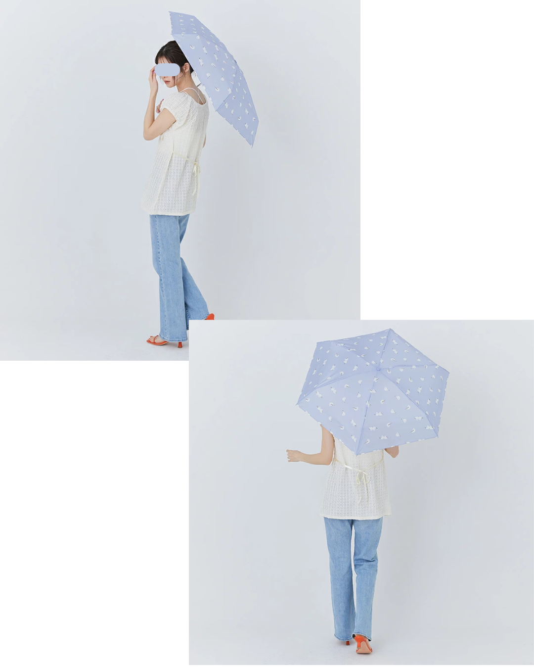 日本代購【 2026新商品 日本直送 because 毛茸茸小鳥 圖案 晴雨兼用雨傘| 傘袋可變手挽袋| Fluffy Bird Design Rain & Sun Umbrella 】