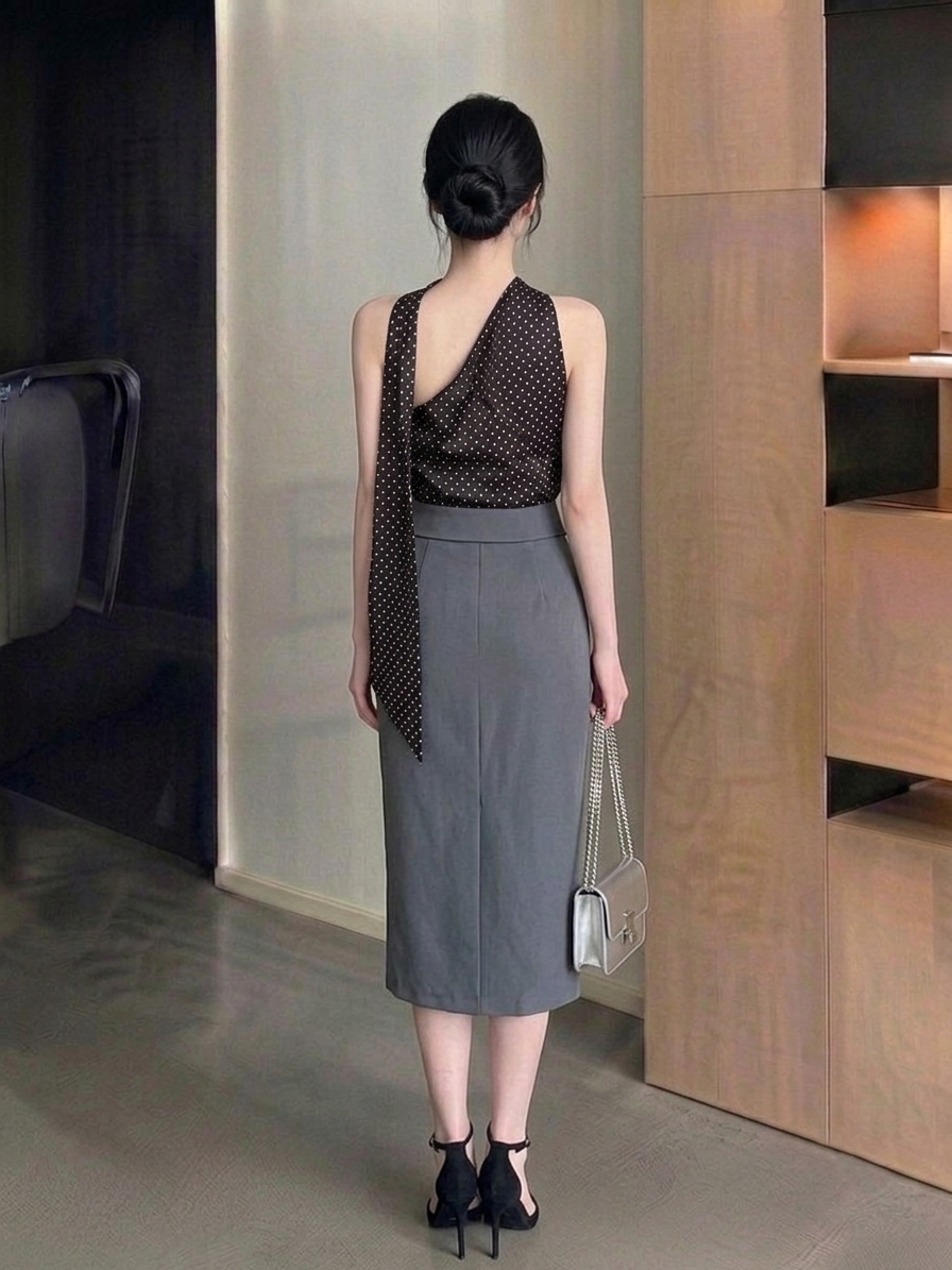 Front Zipper Midi Skirt M239