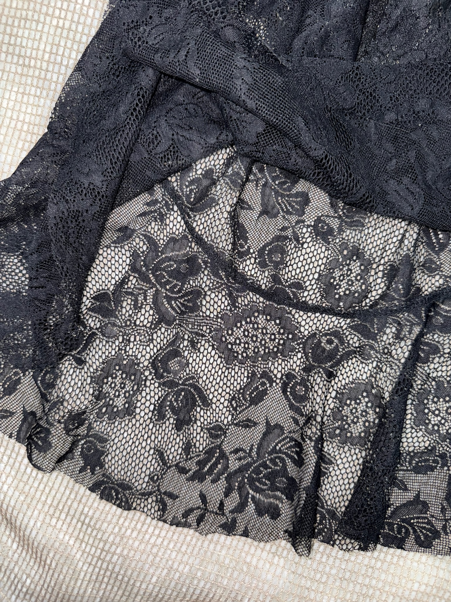 Black Empire Waist Sheer Lace Slip Dress 