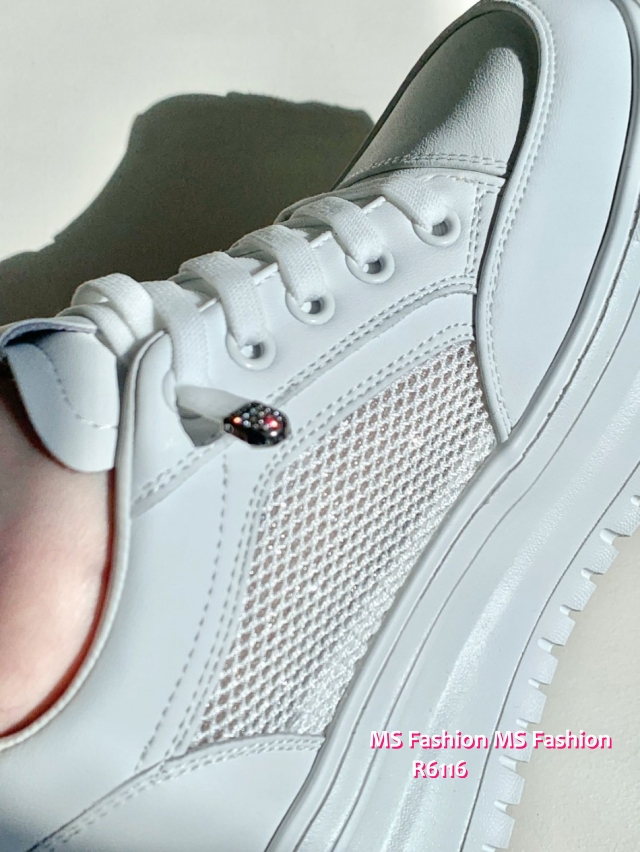 R6116 韓國🇰🇷真皮厚底拼網料sneakers