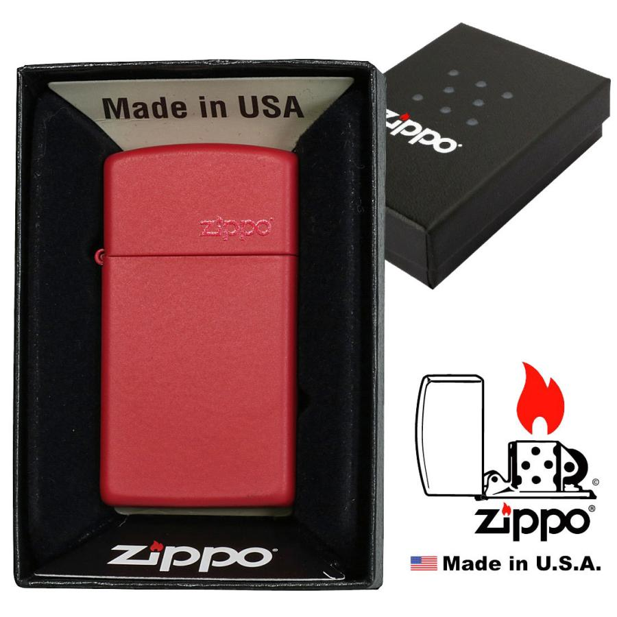 美國製造 | 香港行貨 Zippo指定經銷商 Zippo 1633 纖薄紅啞打火機 – 輕巧口袋紅色啞光 Slim Red Matte Lighter – Compact Pocket-Friendly Crimson Finish