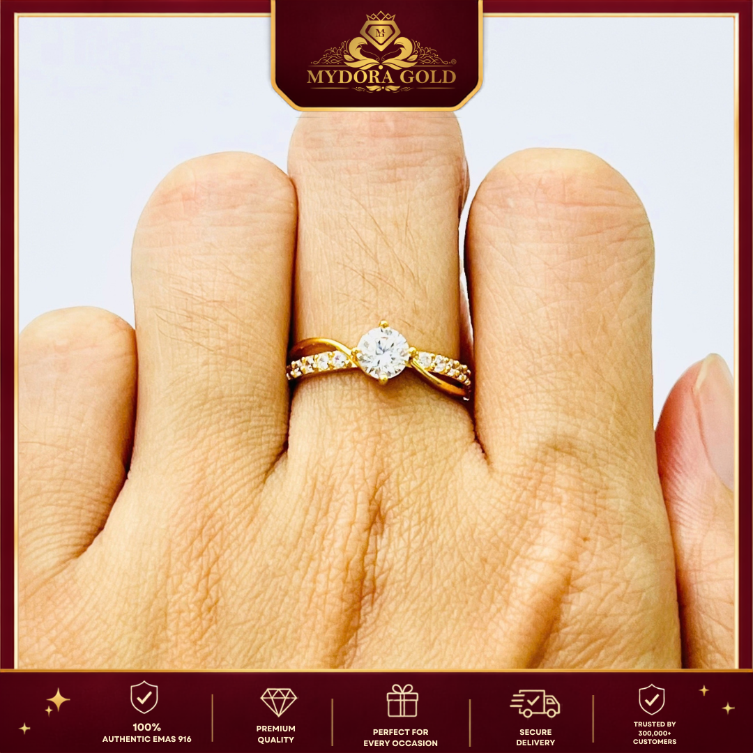 MYDORA Cincin Batu CZ Galaxy Cross l EMAS 916/22K