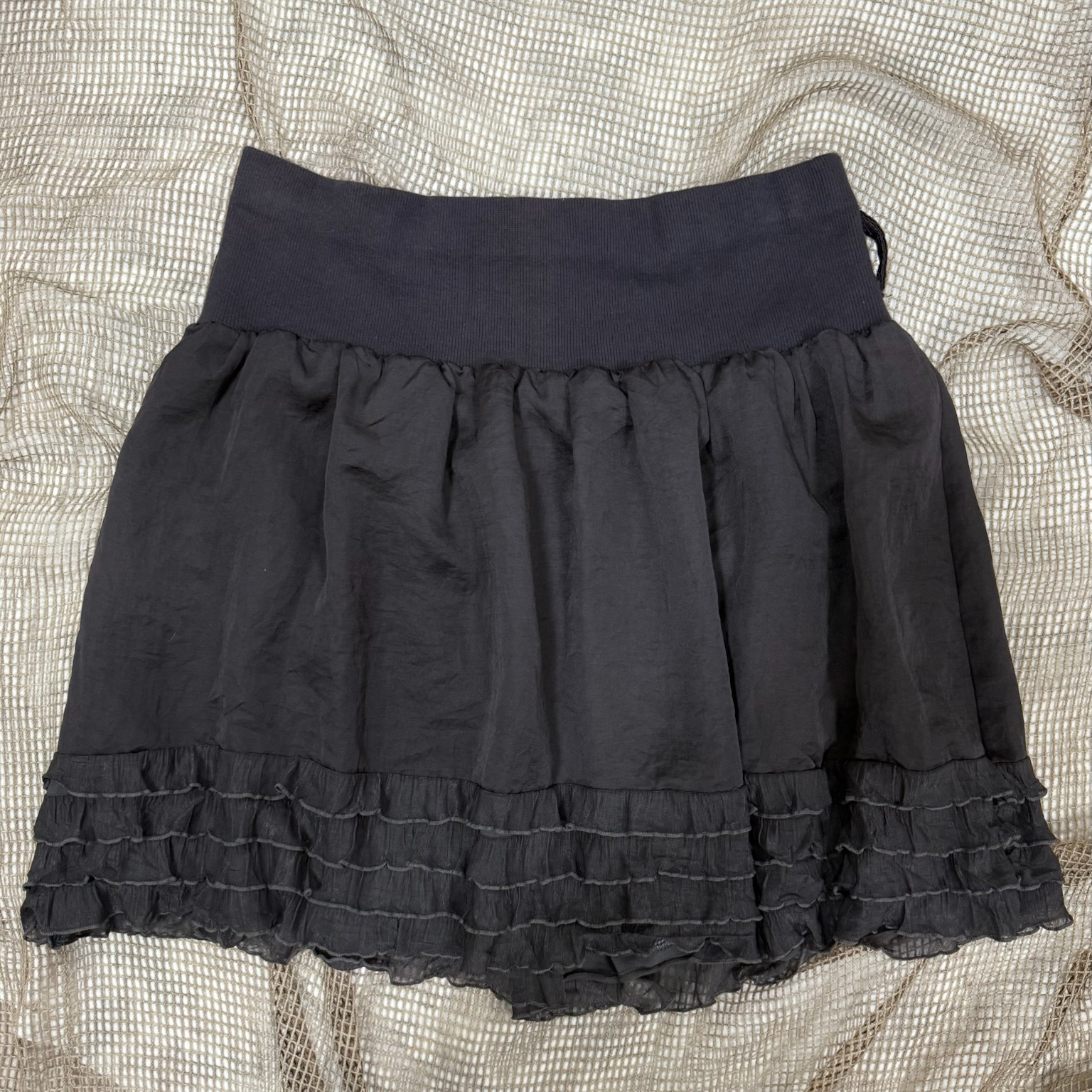 Black Ruffled Mini Skirt