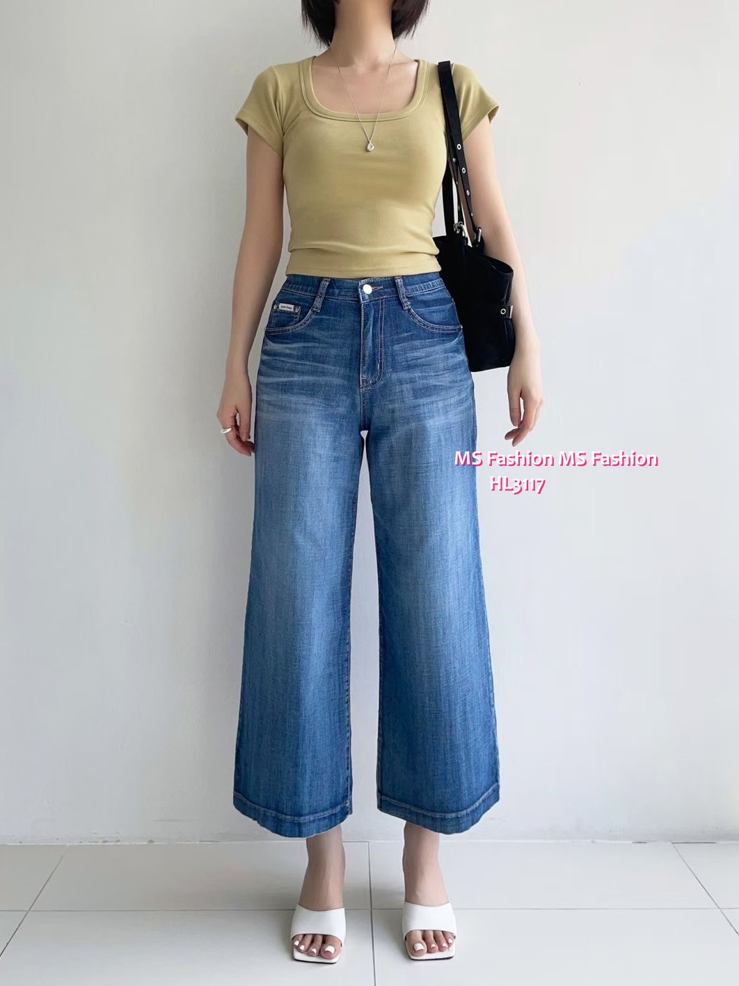 HL3117 韓國👖Howluk8分闊筒牛