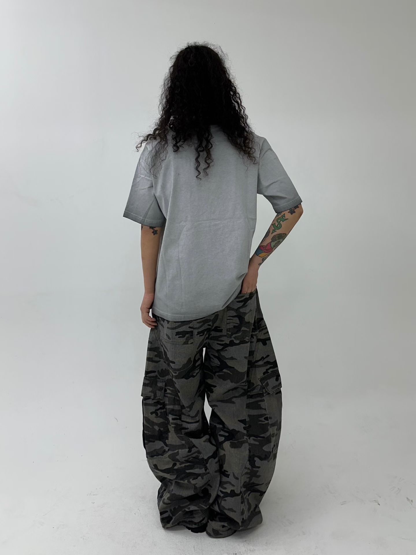 韓國新款迷彩彎刀工裝褲