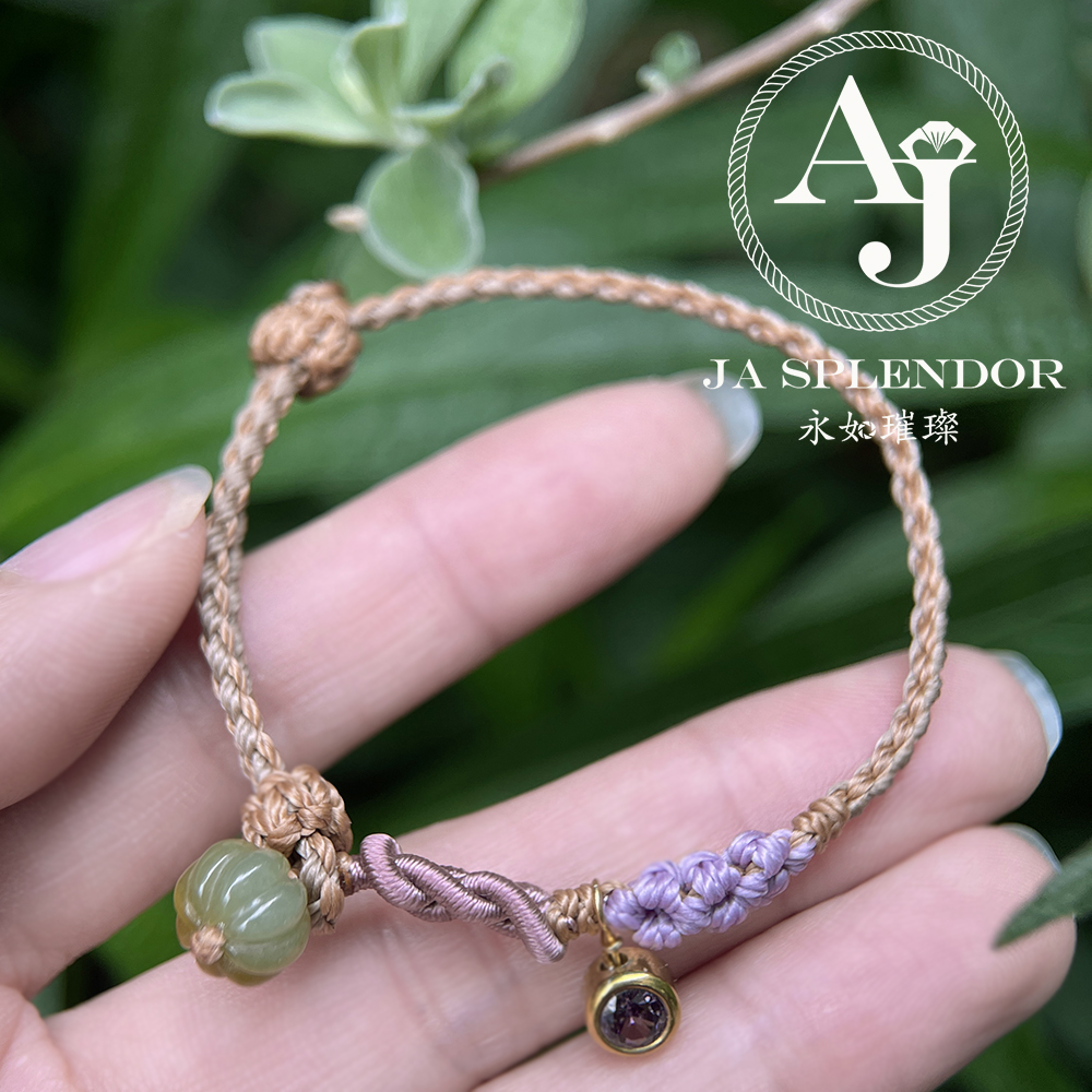 FBG26-H02 天然翡翠A玉 黃翡雙色花開手繩（私人訂制）