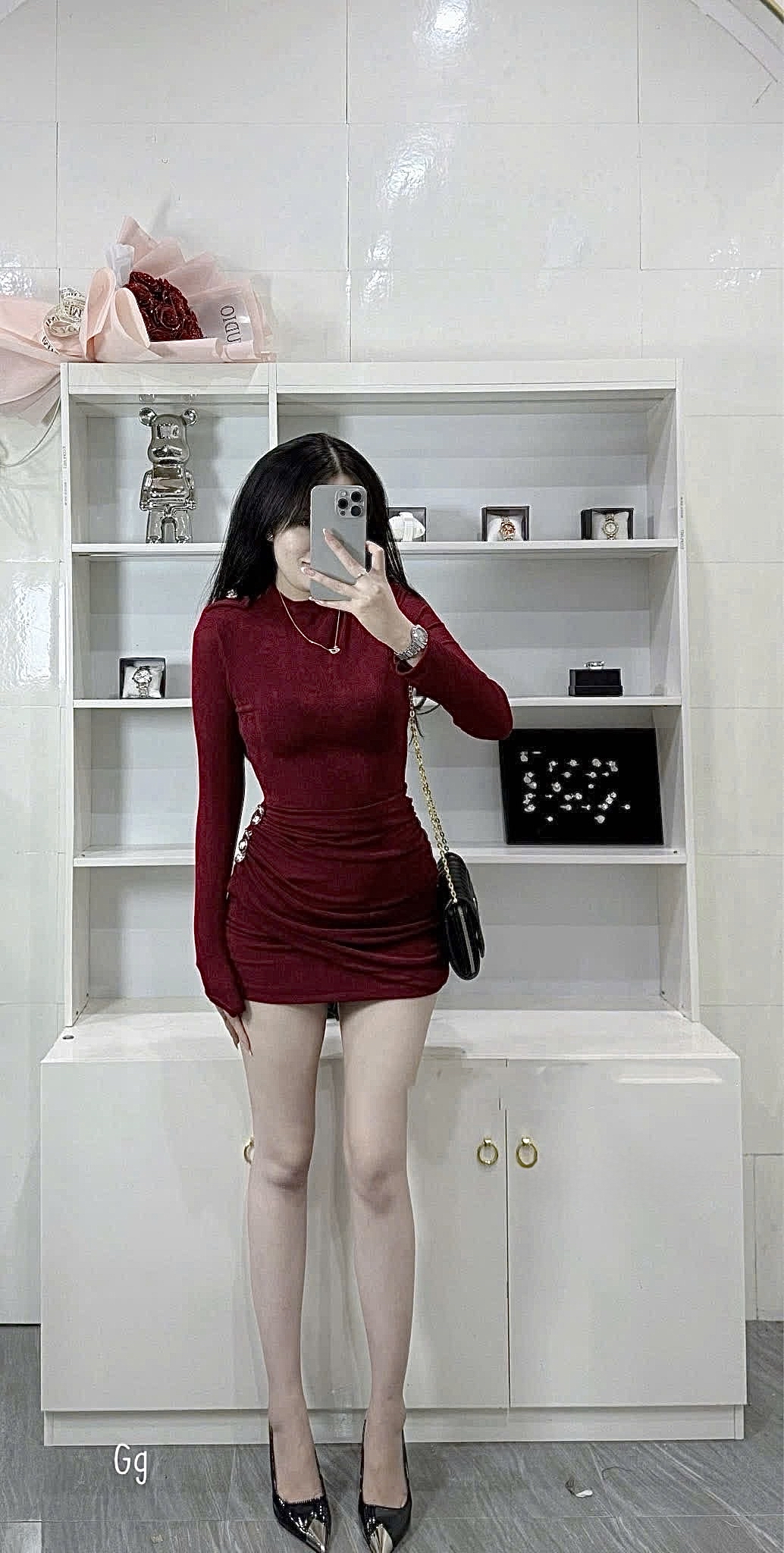 長袖迷你連身裙