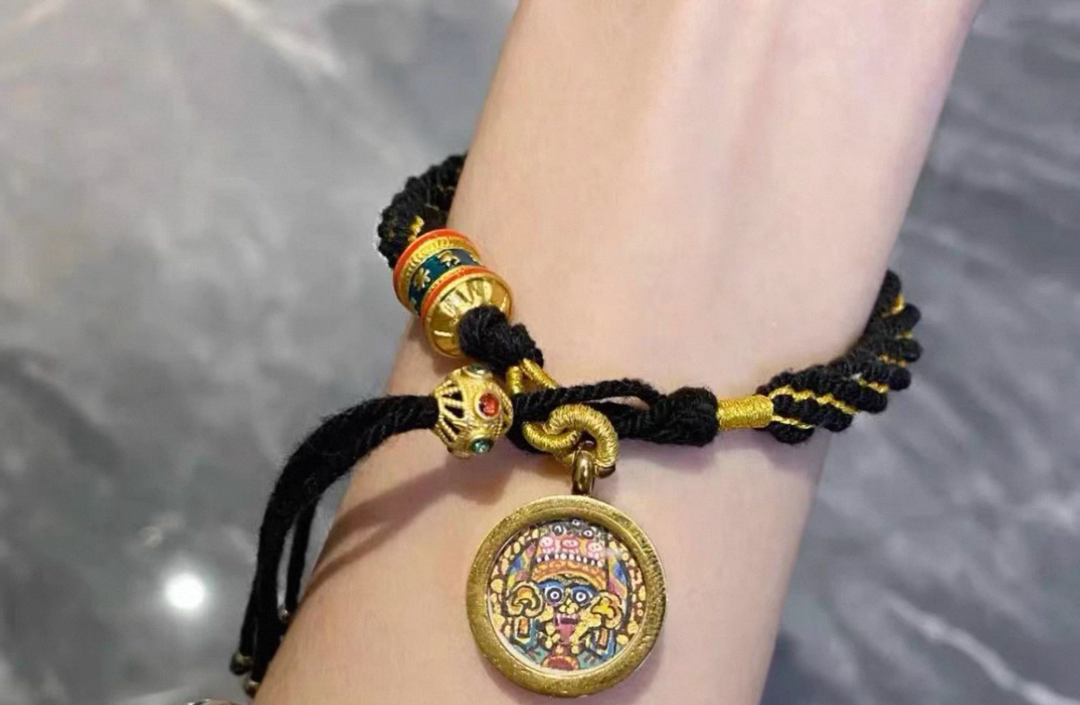 西藏手繪扎基拉姆手工手繩   粉紅色  /黑色  