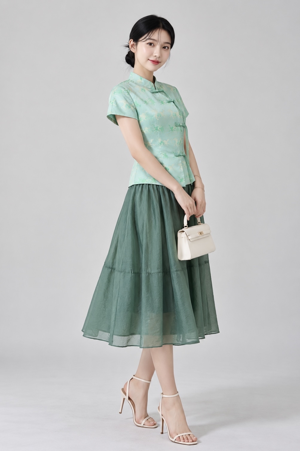 982 Tiered Flare Midi Skirt