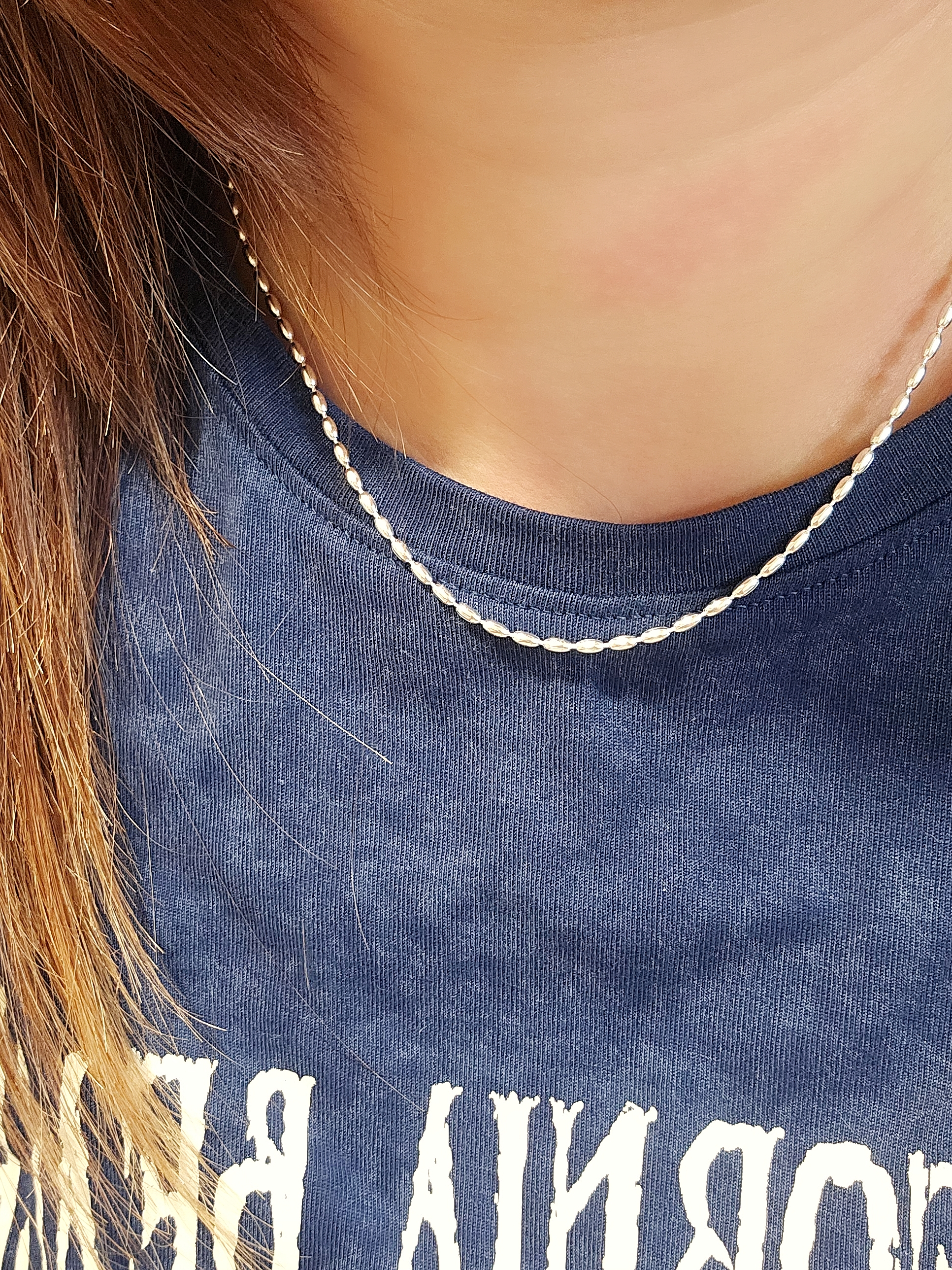 S925 - EN0120 Timeless Silver Olive Bead Necklaces