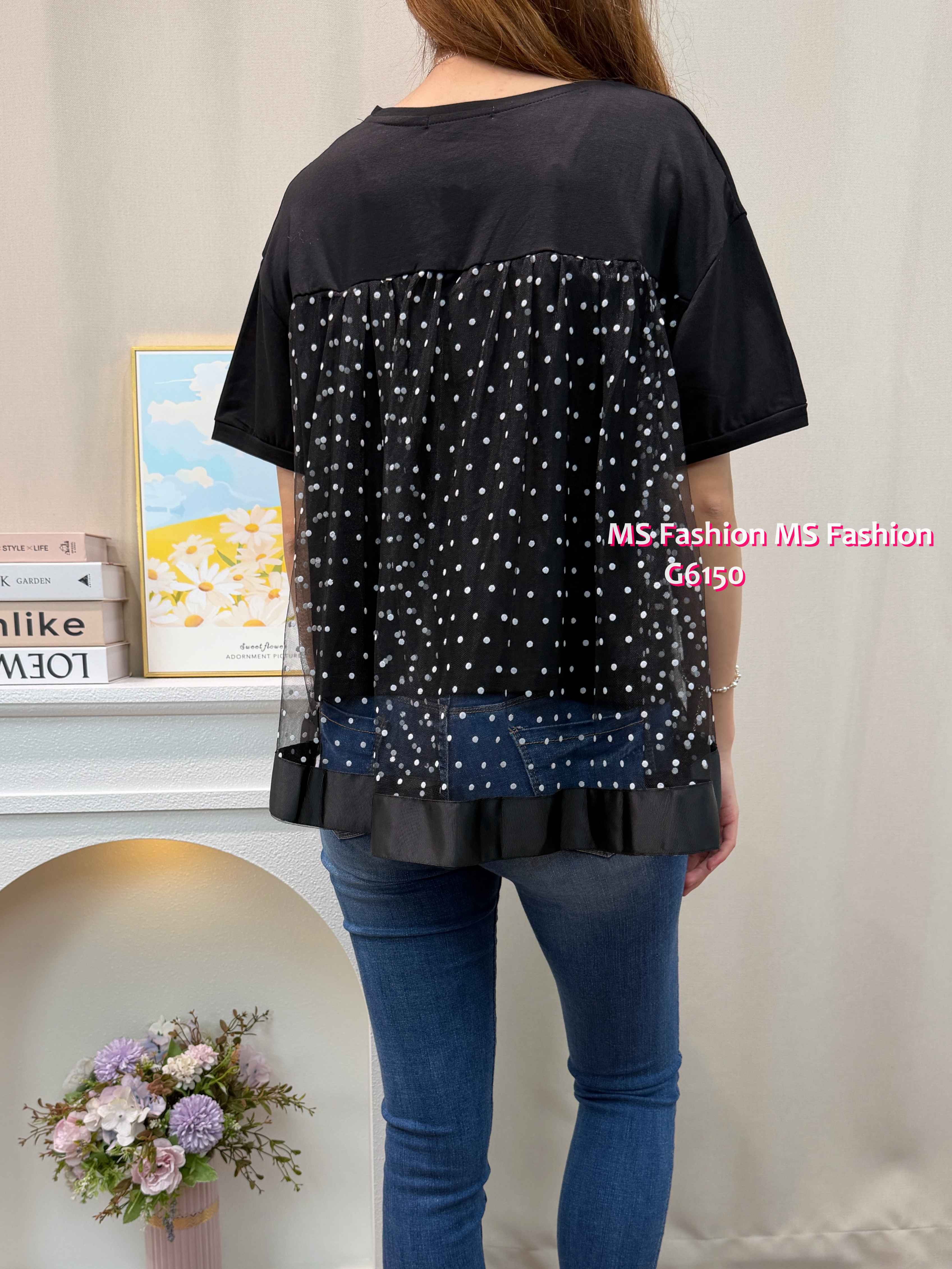 G6150 韓國🇰🇷後拼波點紗top