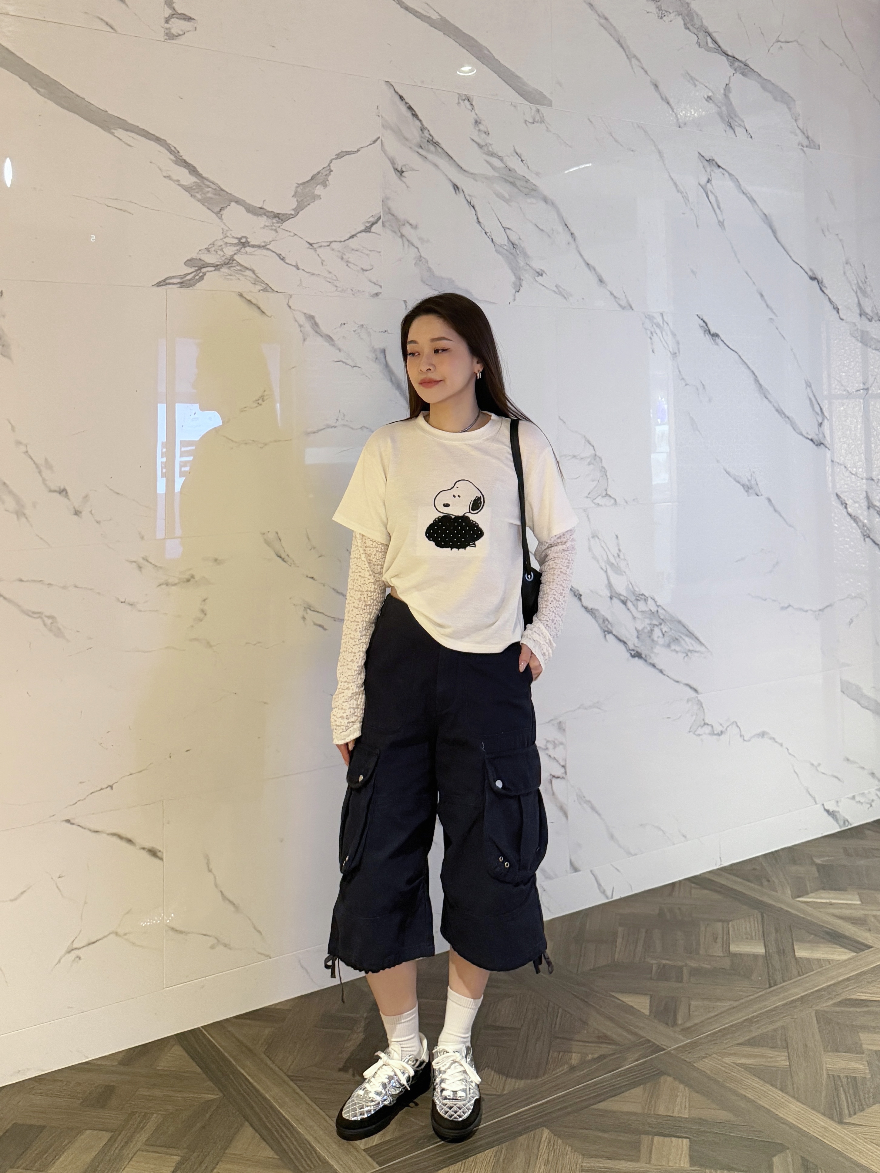 拼接手袖！Snoopy tee