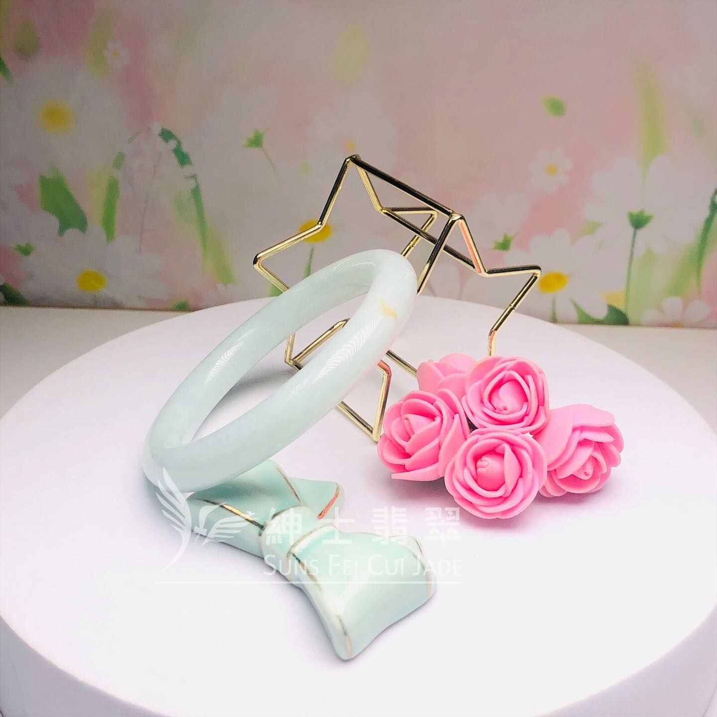 擺三橋蘋果綠圓鐲56mm