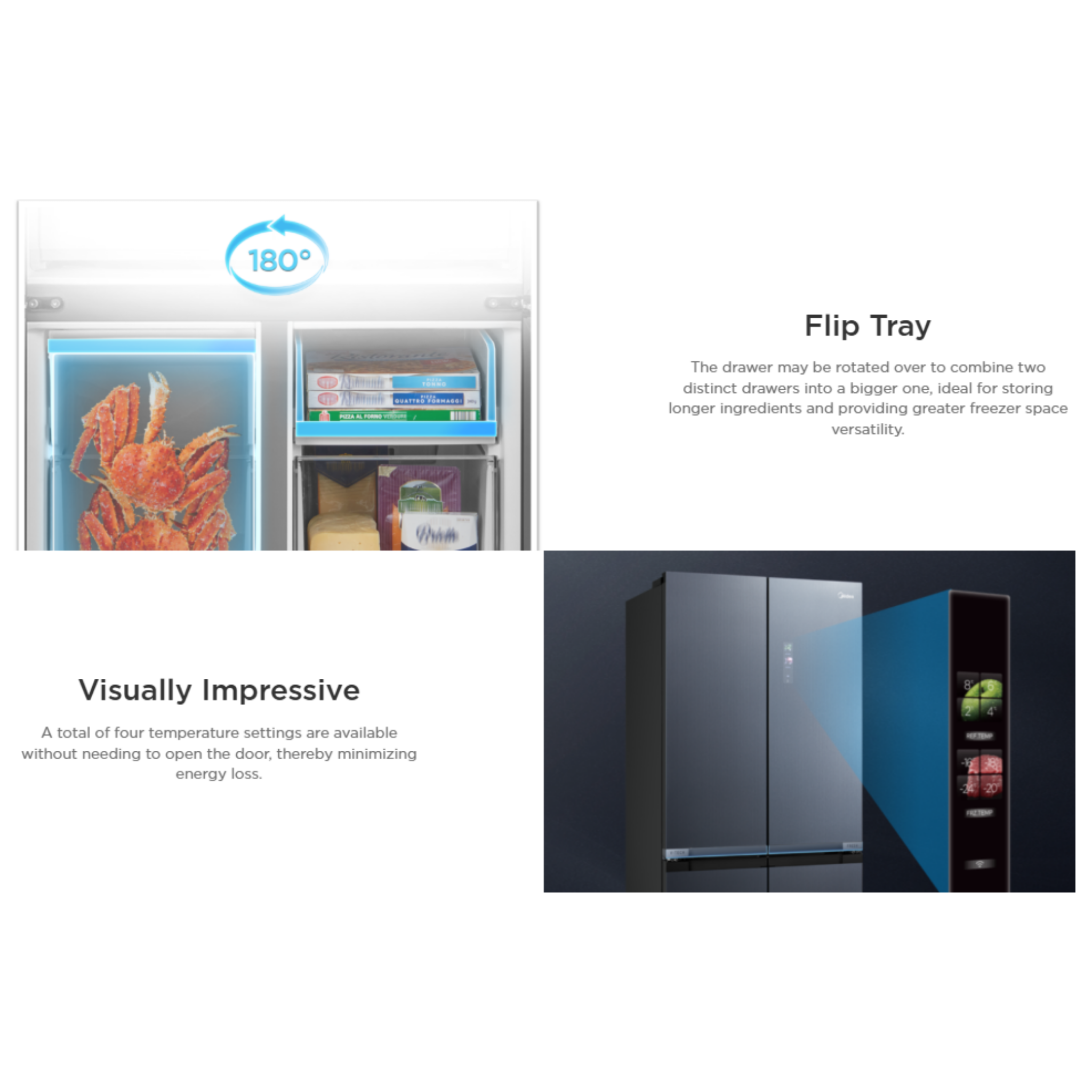 Midea Refrigerator 4-Door/535L Diamond Shodow Grey MDRF706BIE70Y