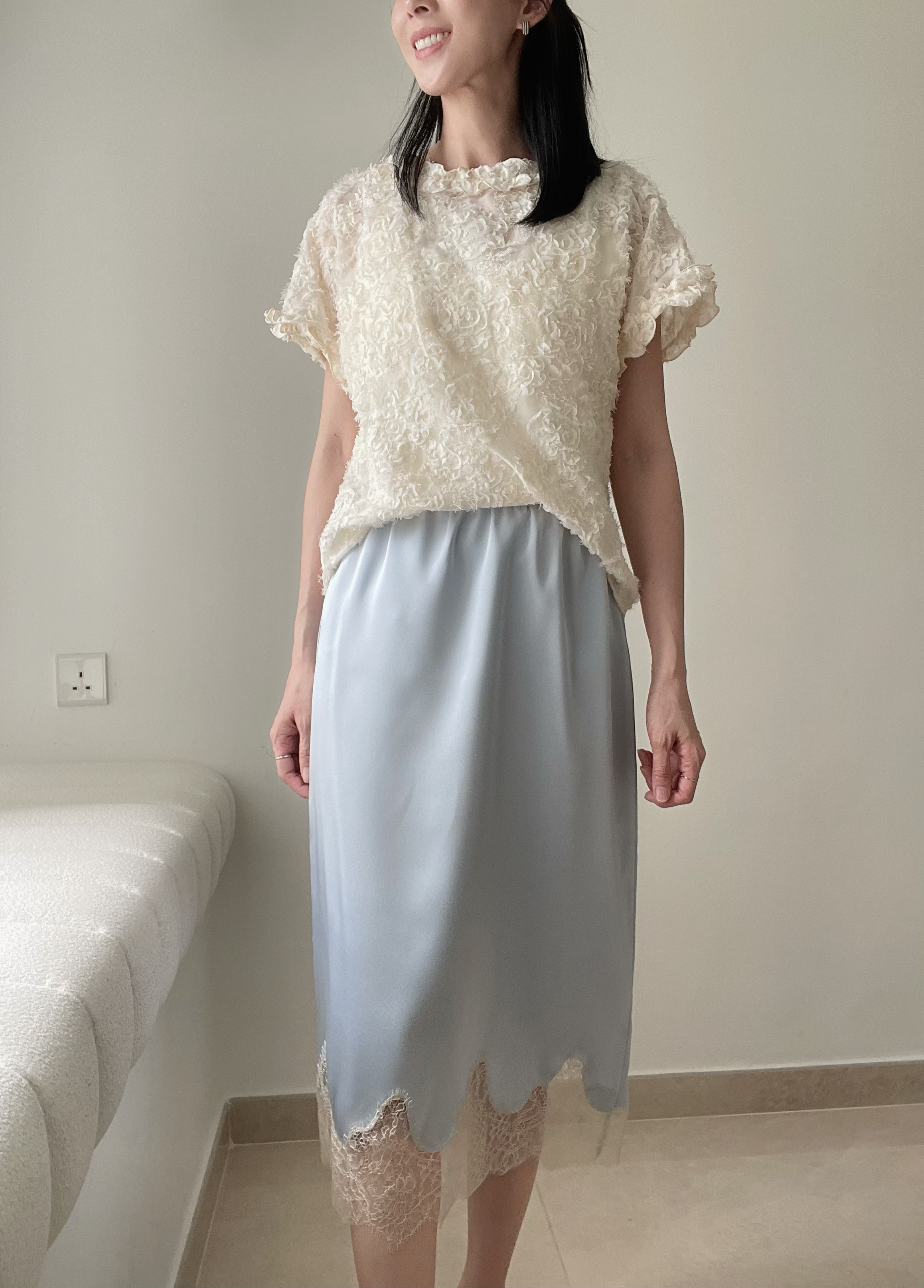 Feminine textured flower blouse