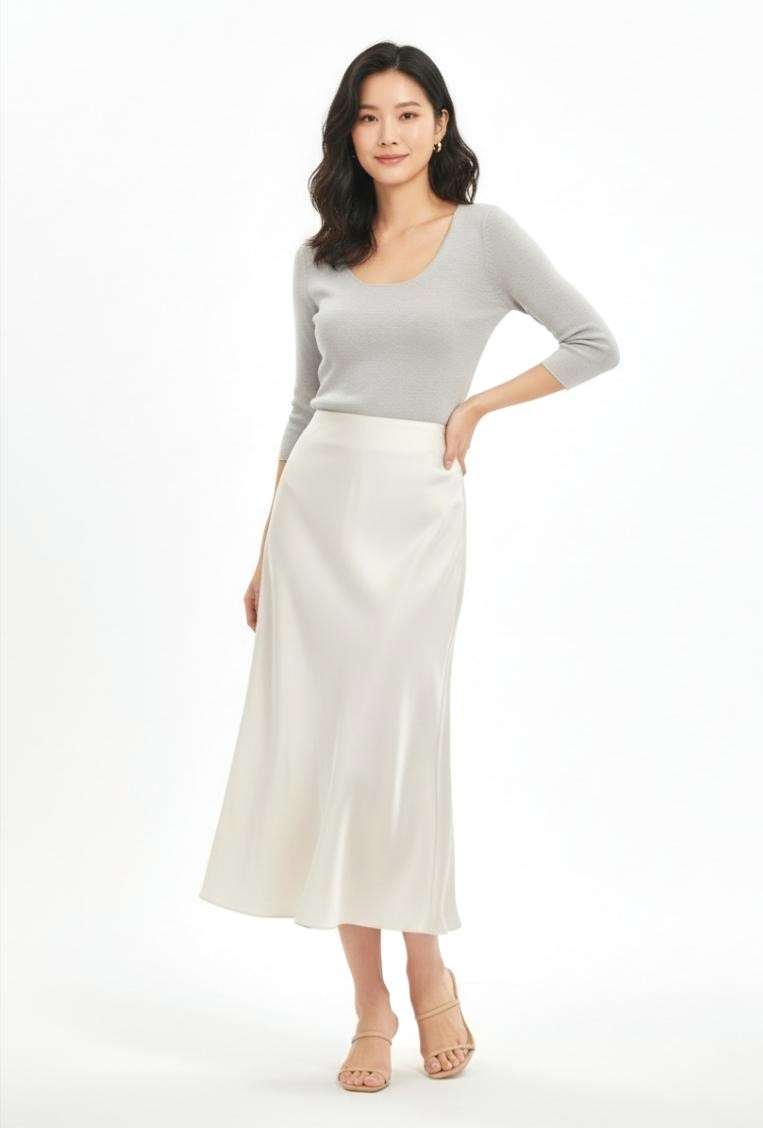 Satin Drape A-Line Midi