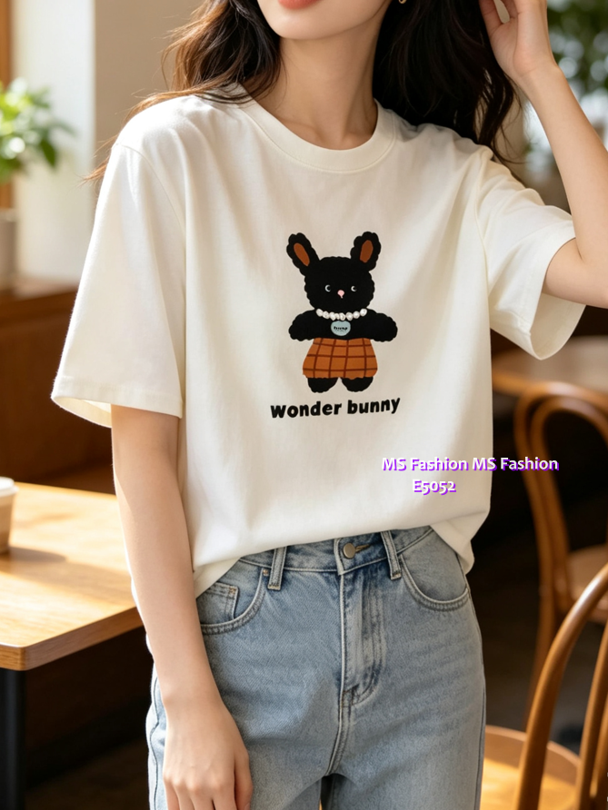 E5052 靚料可愛Bunny珠鏈tee